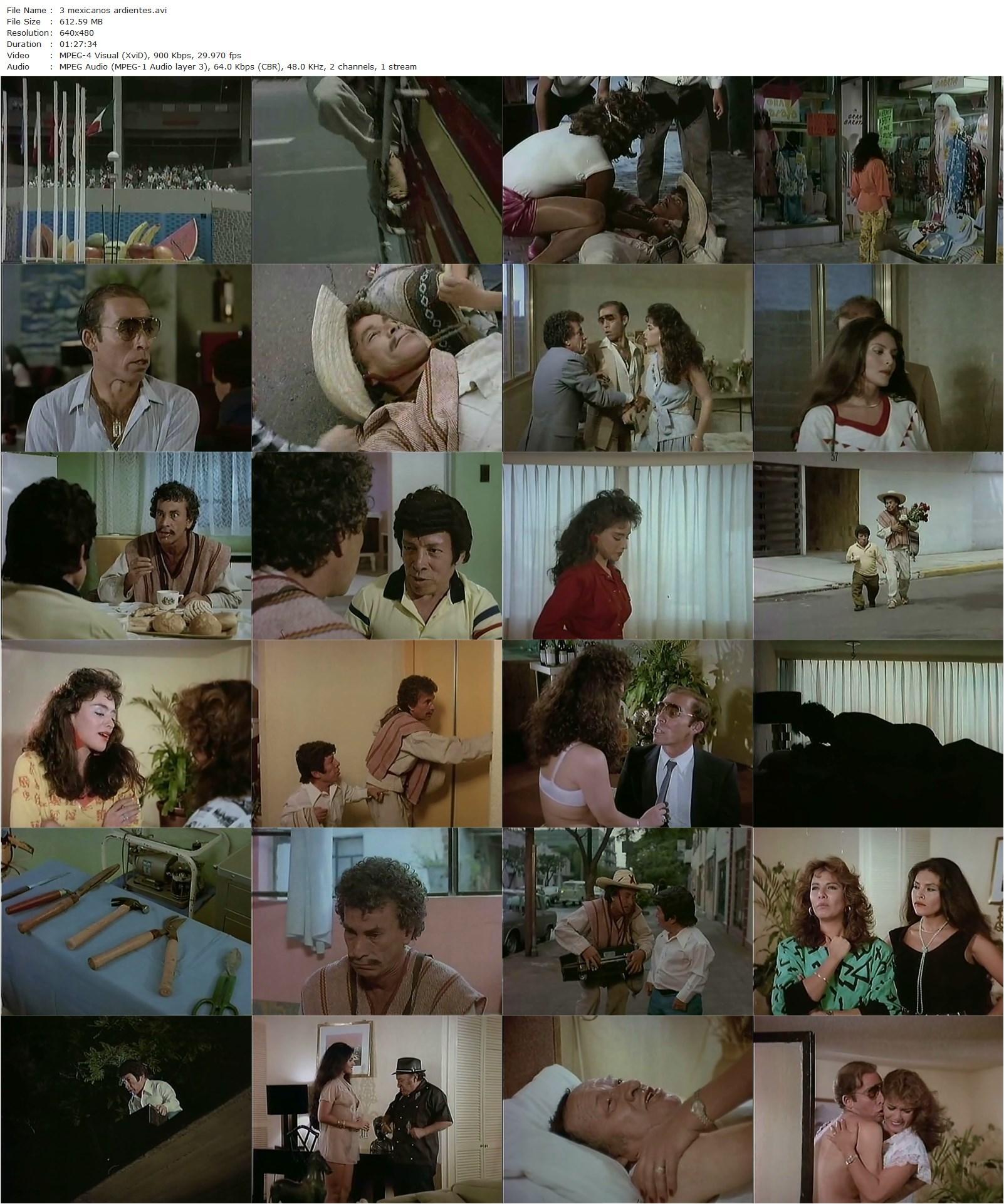 Tres Mexicanos ardientes (1986) Gilberto Martínez Solares, Alfonso Zayas, Alberto Rojas, Lina Santos-poster