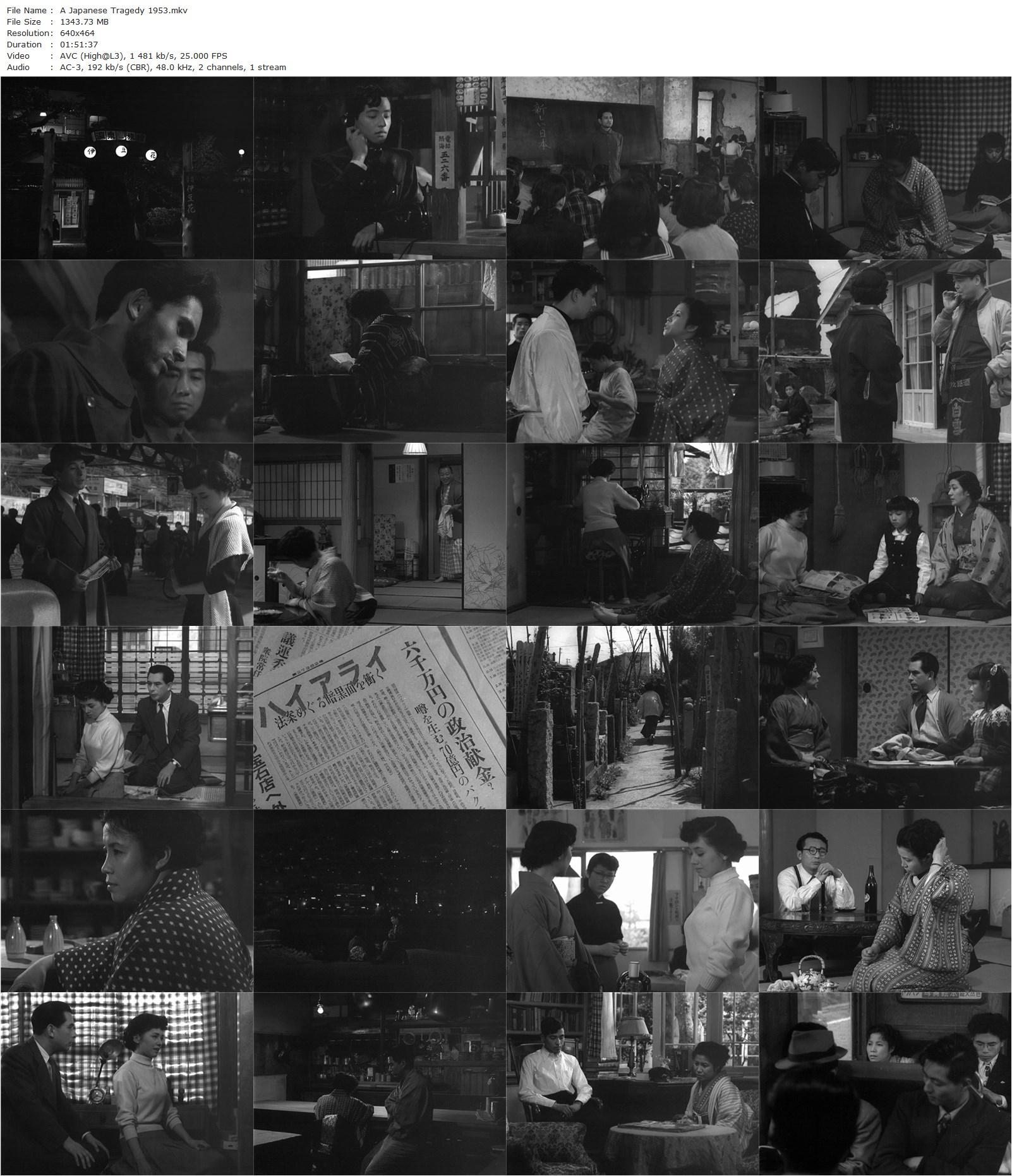 A Japanese Tragedy AKA Nihon no higeki (1953) Keisuke Kinoshita, Yûko Mochizuki, Yôko Katsuragi, Masami Taura-poster