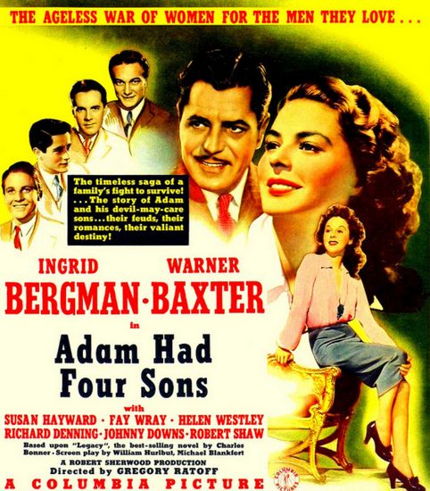 Adam Had Four Sons (1941) Gregory Ratoff, Ingrid Bergman, Warner Baxter, Susan Hayward, Drama, Romance