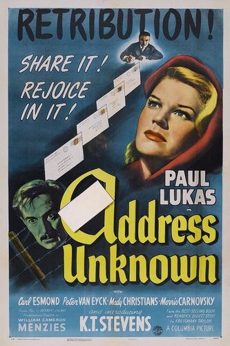 Address Unknown (1944) William Cameron Menzies, Paul Lukas, Mady Christians, Morris Carnovsky