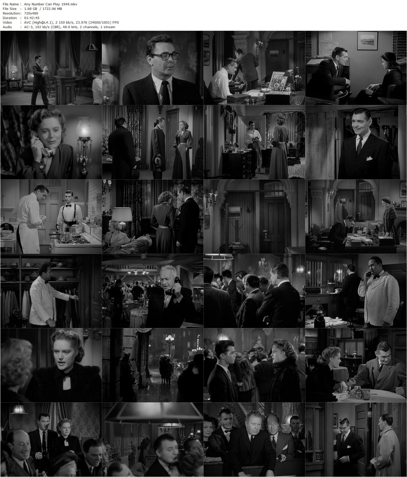 Any Number Can Play (1949) Mervyn LeRoy, Clark Gable, Alexis Smith, Wendell Corey-poster