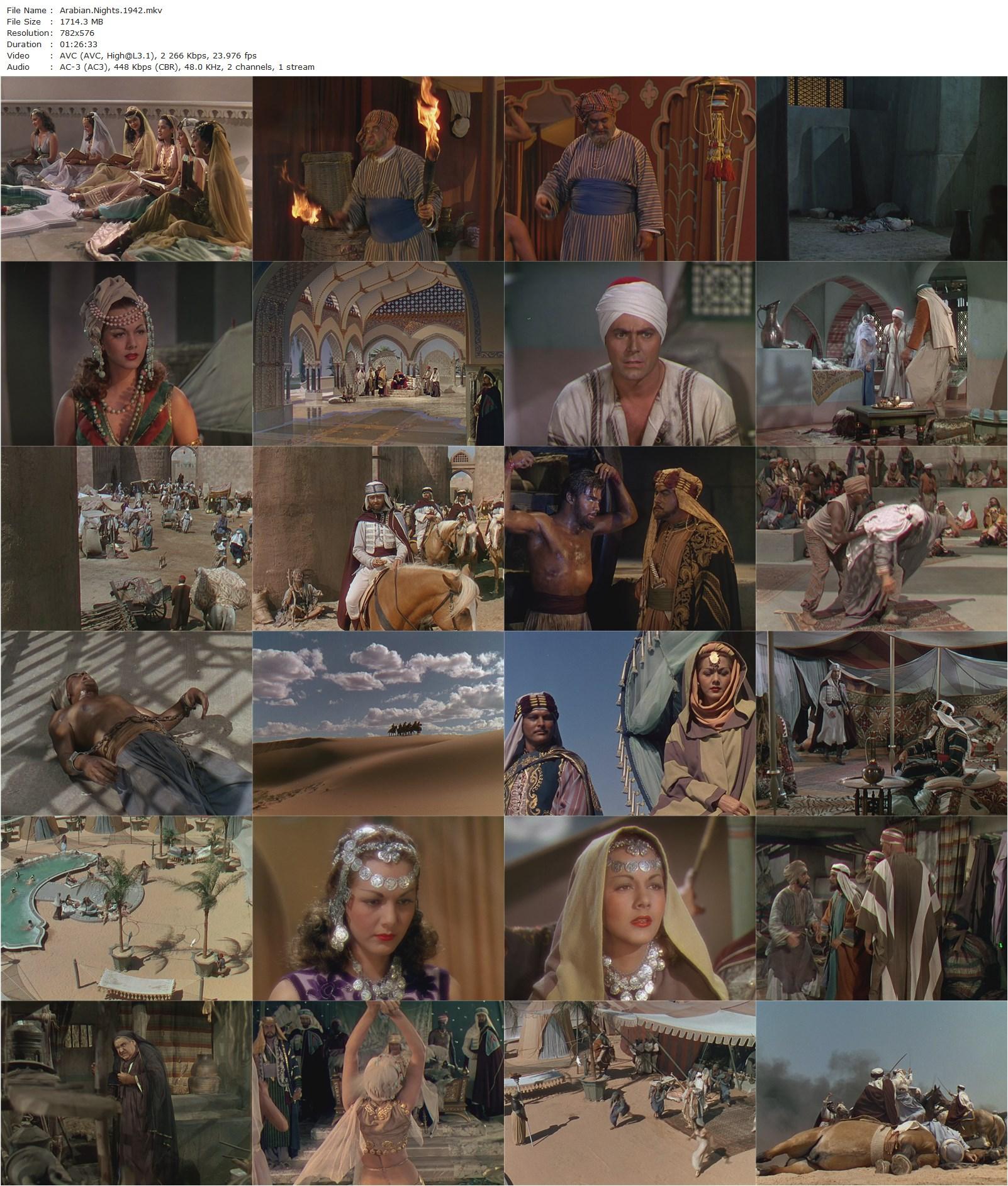 Arabian Nights (1942) John Rawlins, Jon Hall, Maria Montez, Sabu-poster