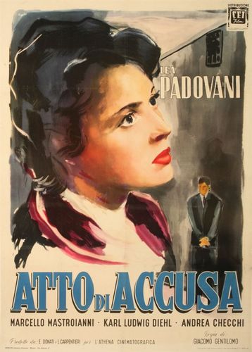 The Charge Is Murder AKA Atto di accusa (1950) Giacomo Gentilomo, Lea Padovani, Marcello Mastroianni, Karl Ludwig Diehl
