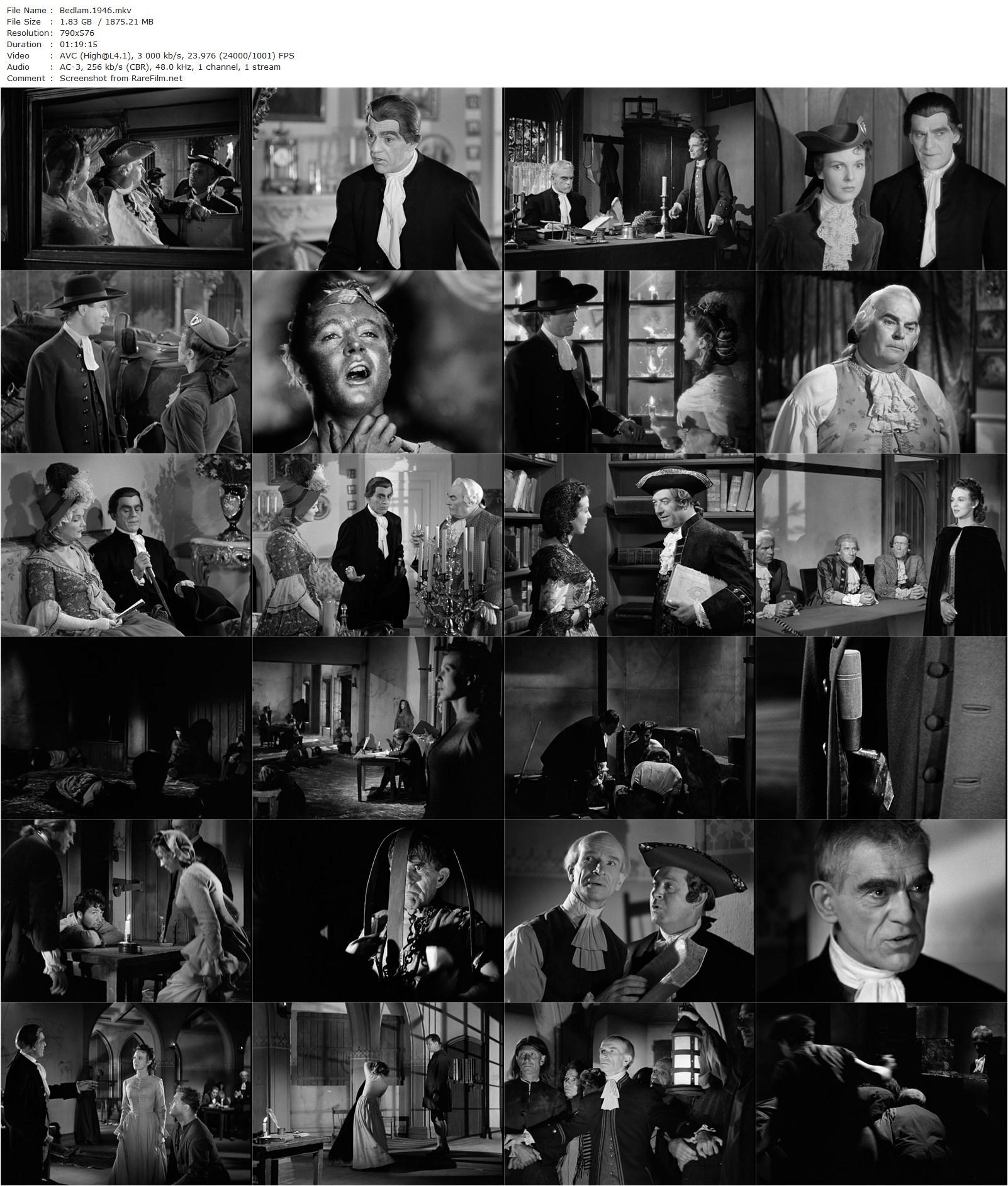 Bedlam (1946) Mark Robson, Boris Karloff, Anna Lee, Billy House-poster