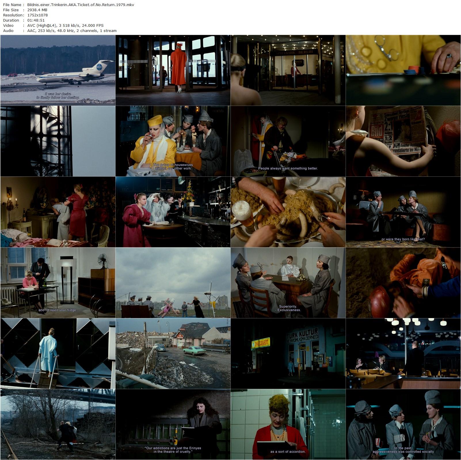 Ticket of No Return AKA Bildnis einer Trinkerin (1979) Ulrike Ottinger, Tabea Blumenschein, Lutze, Magdalena Montezuma-poster