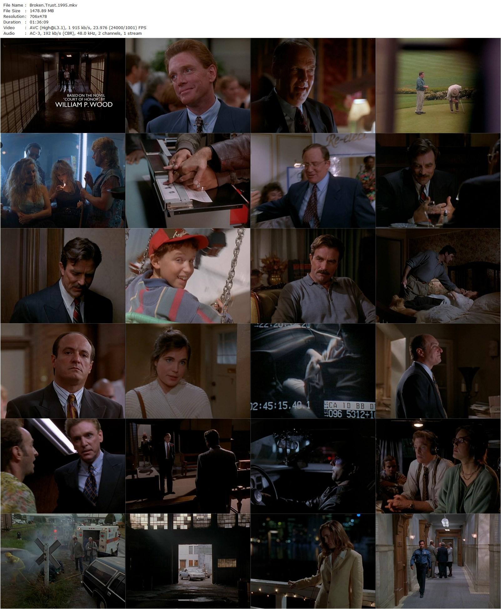 Broken Trust (1995) Geoffrey Sax, Tom Selleck, Elizabeth McGovern, William Atherton-poster