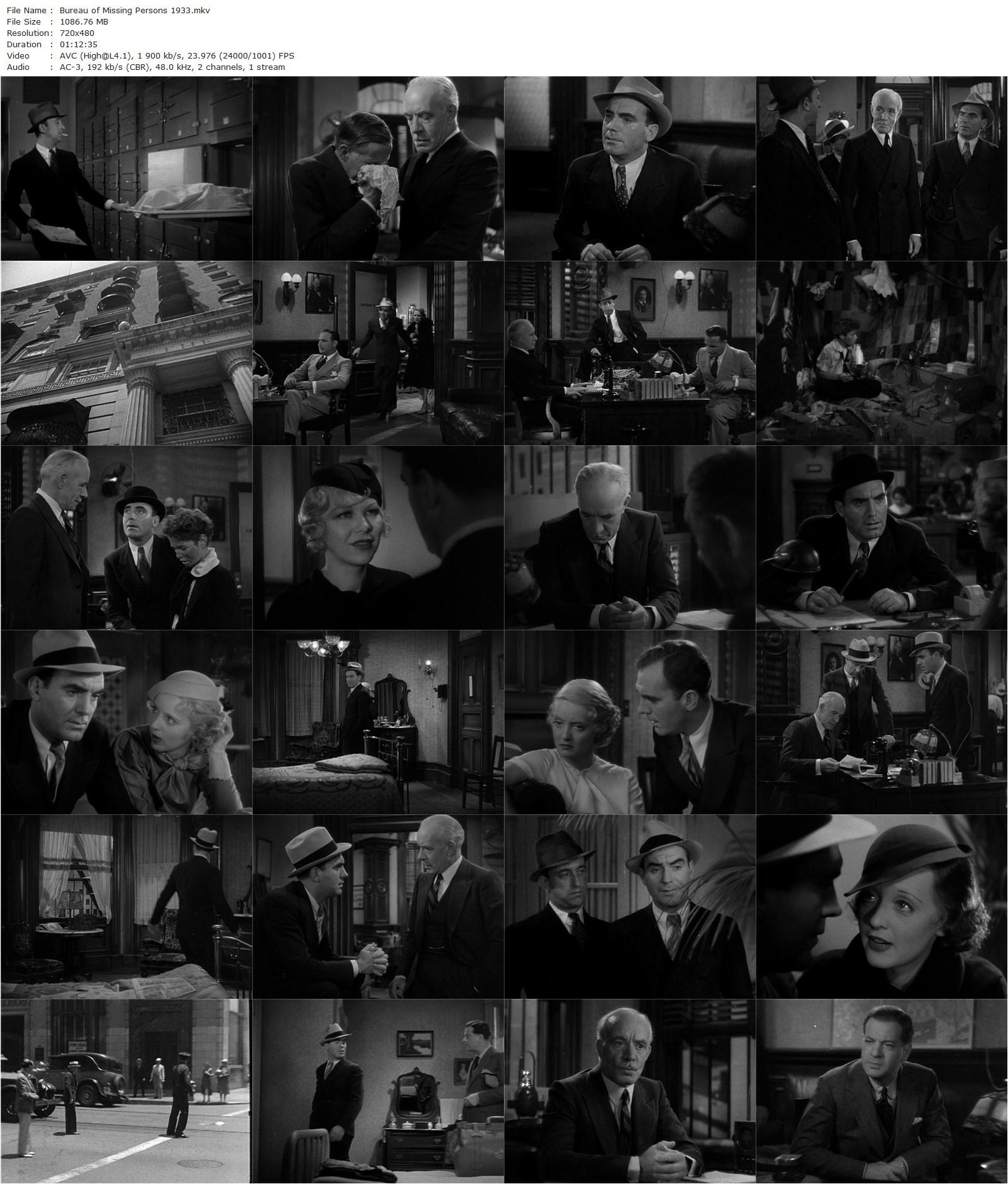 Bureau of Missing Persons (1933) Roy Del Ruth, Bette Davis, Lewis Stone, Pat O’Brien-poster