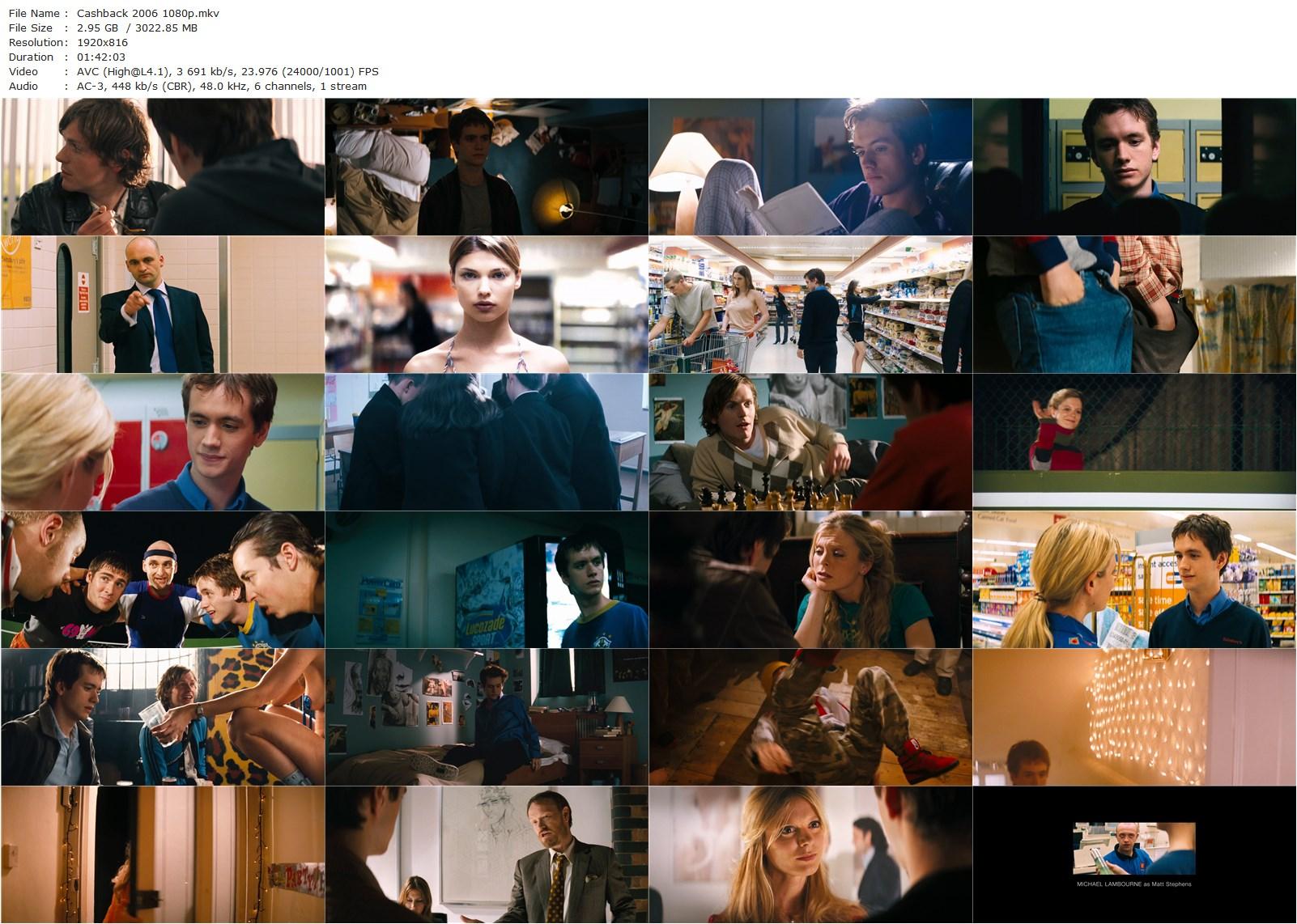 Cashback (2006) Sean Ellis, Sean Biggerstaff, Emilia Fox, Michelle Ryan-poster