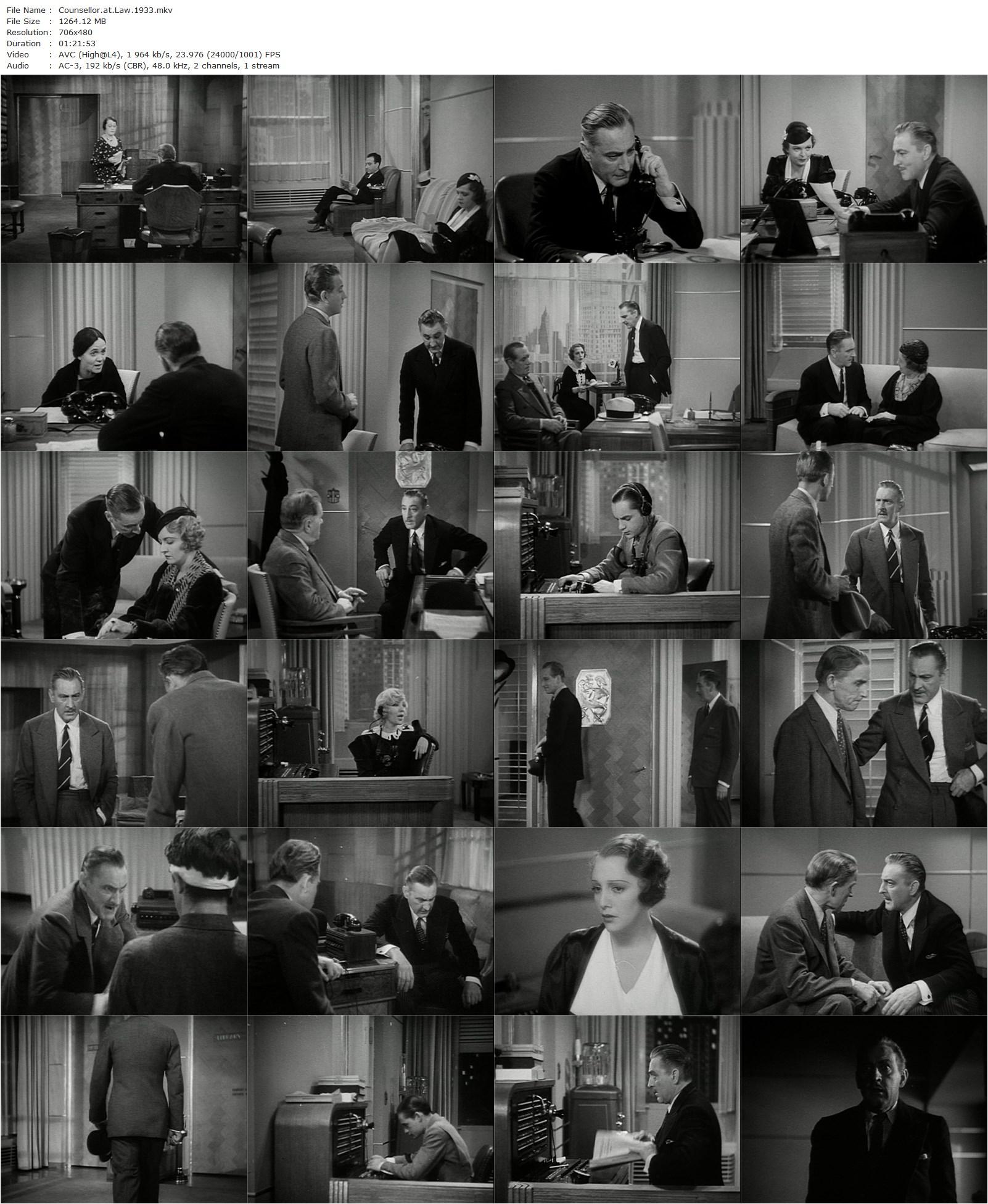 Counsellor-at-Law (1933) William Wyler, John Barrymore, Bebe Daniels, Doris Kenyon-poster