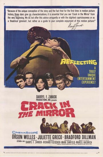 Crack in the Mirror (1960) Richard Fleischer, Orson Welles, Juliette Gréco, Bradford Dillman