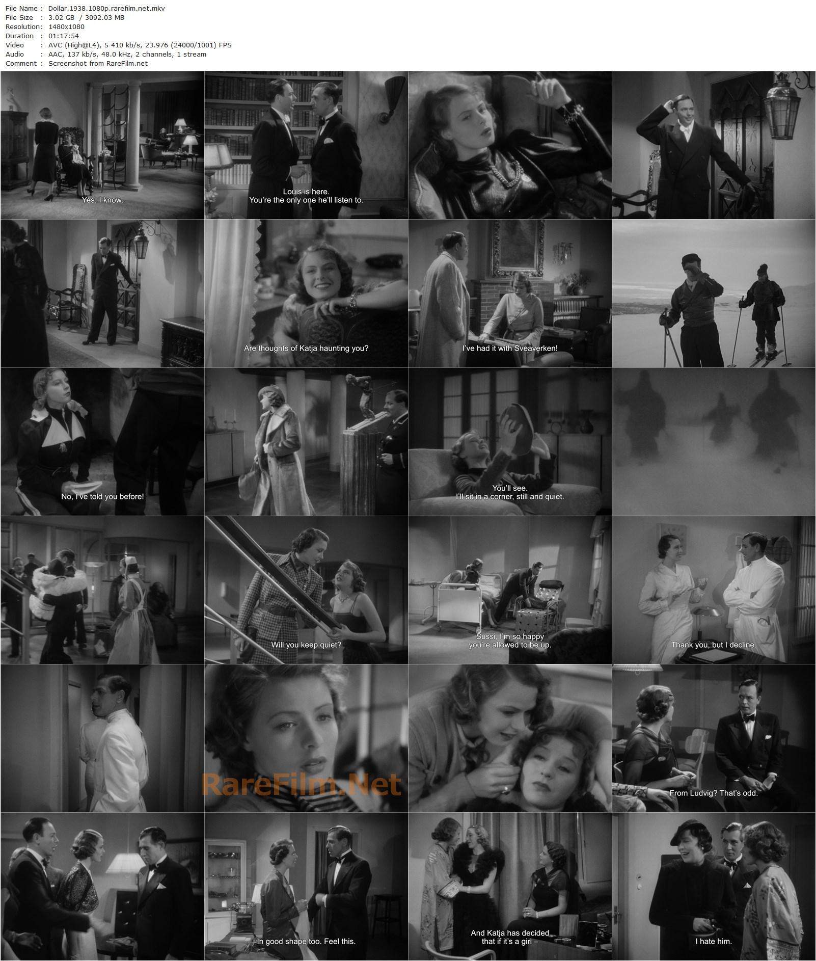 Dollar (1938) Gustaf Molander, Ingrid Bergman, Georg Rydeberg, Tutta Rolf-poster