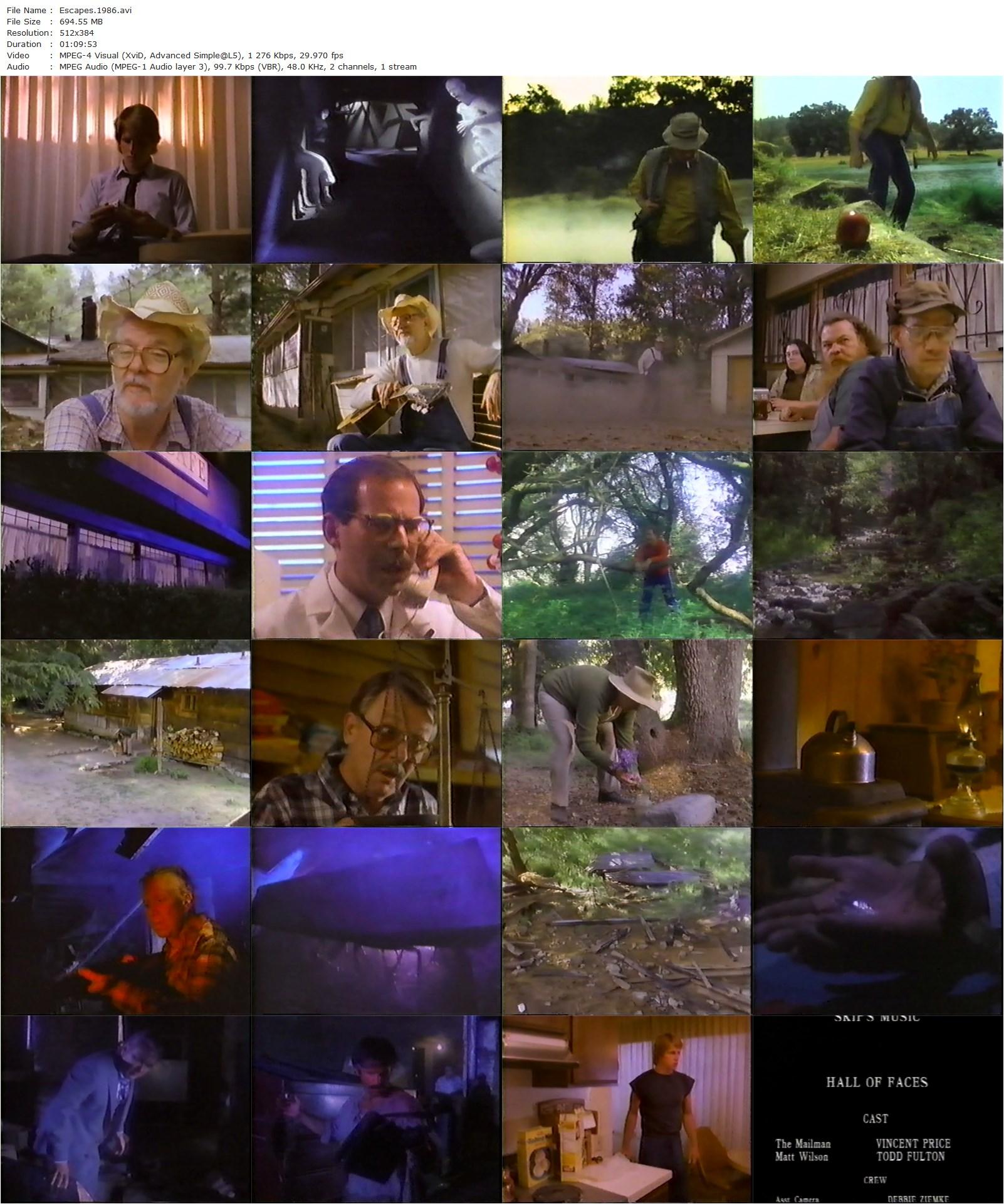 Escapes (1986) David Steensland, Vincent Price, Todd Fulton, Jerry Grisham-poster