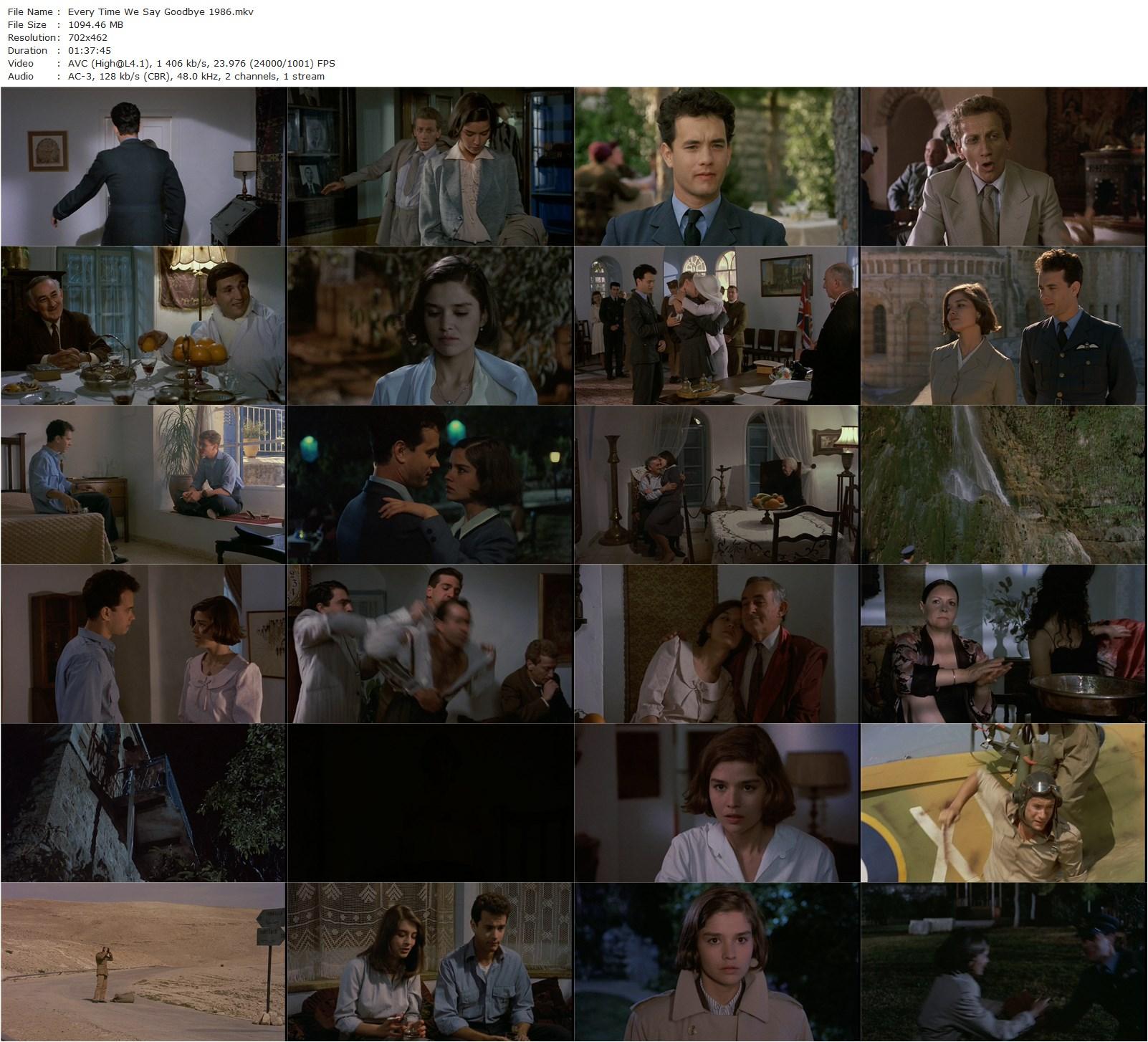 Every Time We Say Goodbye (1986) Moshé Mizrahi, Tom Hanks, Cristina Marsillach, Benedict Taylor-poster