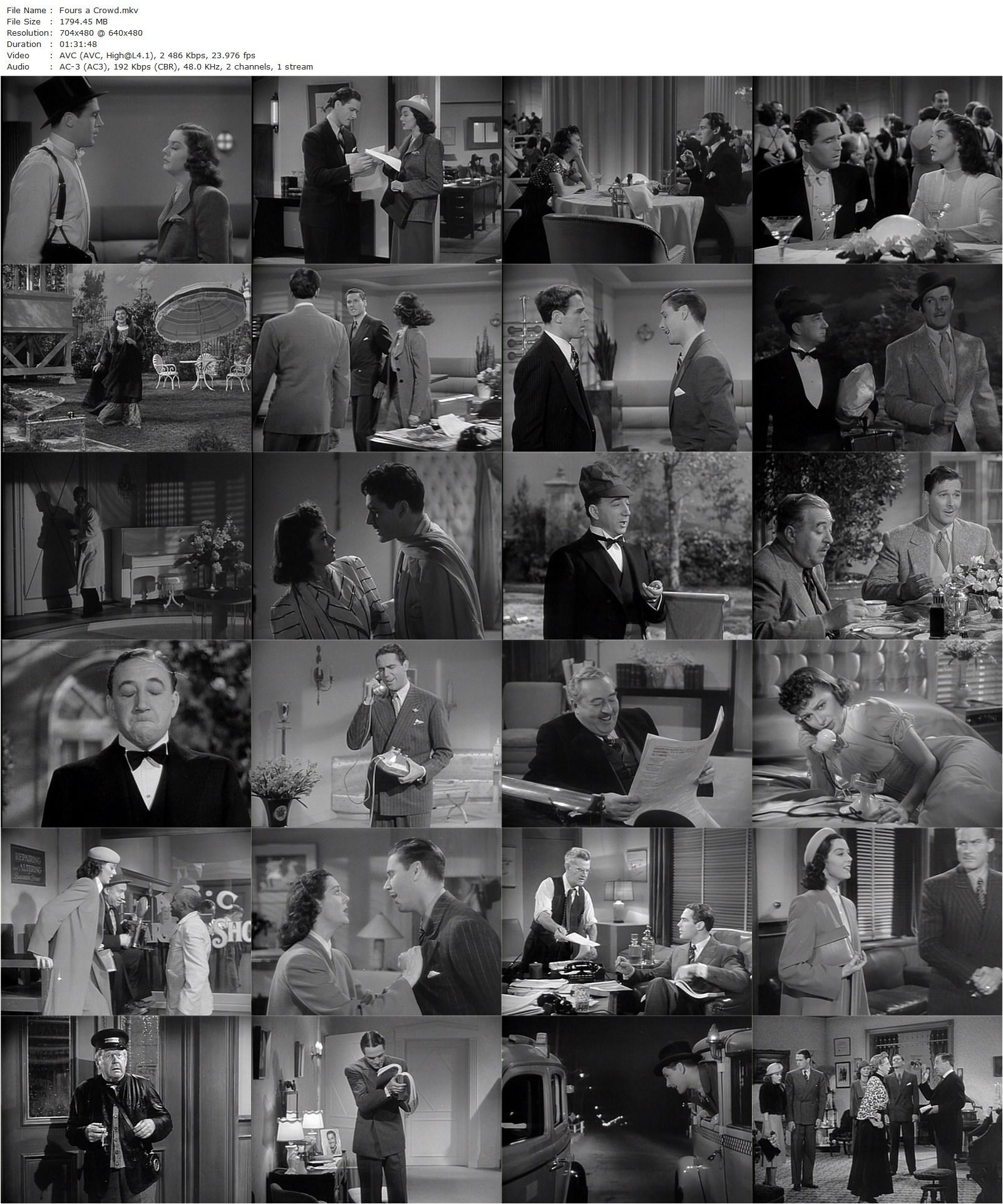 Fours a Crowd (1938) Michael Curtiz, Errol Flynn, Olivia de Havilland, Rosalind Russell-poster