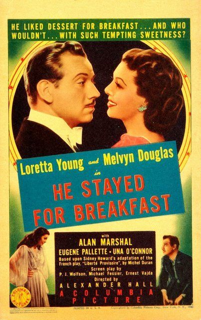He Stayed for Breakfast (1940) Alexander Hall, Loretta Young, Melvyn Douglas, Alan Marshal, Comedy