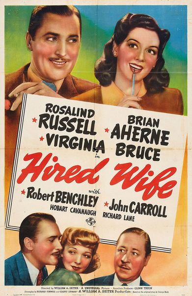 Hired Wife (1940) William A. Seiter, Rosalind Russell, Brian Aherne, Virginia Bruce, Comedy, Romance