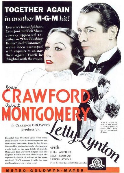 Letty Lynton (1932) Clarence Brown, Joan Crawford, Robert Montgomery, Nils Asther