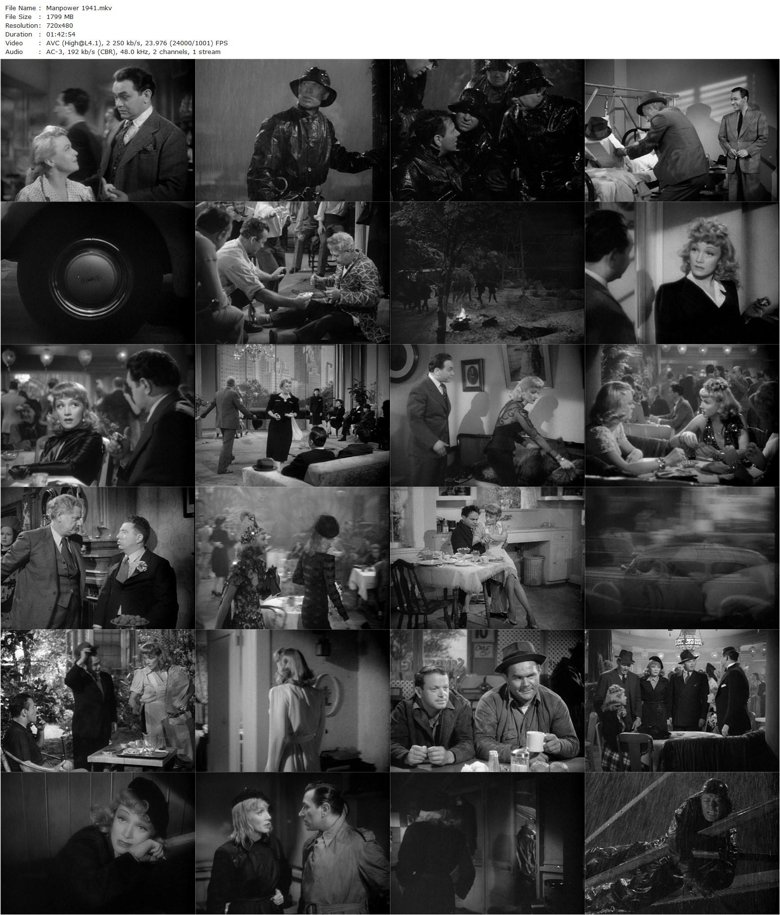 Manpower (1941) Raoul Walsh, Edward G. Robinson, Marlene Dietrich, George Raft-poster