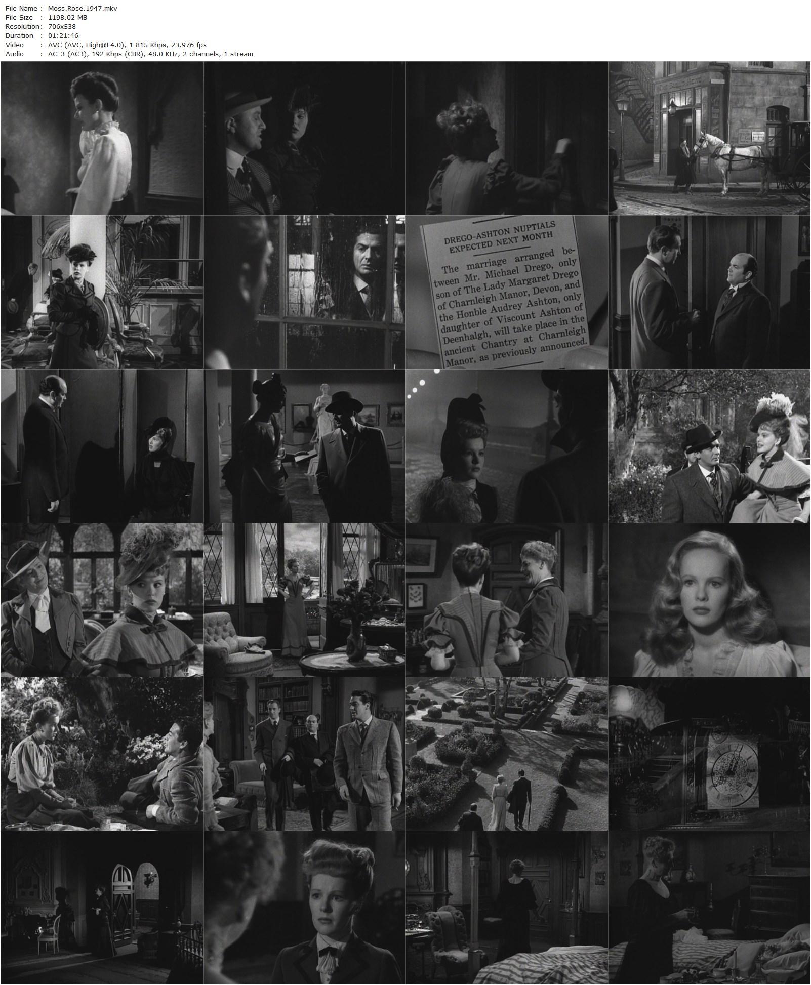 Moss Rose (1947) Gregory Ratoff, Peggy Cummins, Victor Mature, Ethel Barrymore-poster