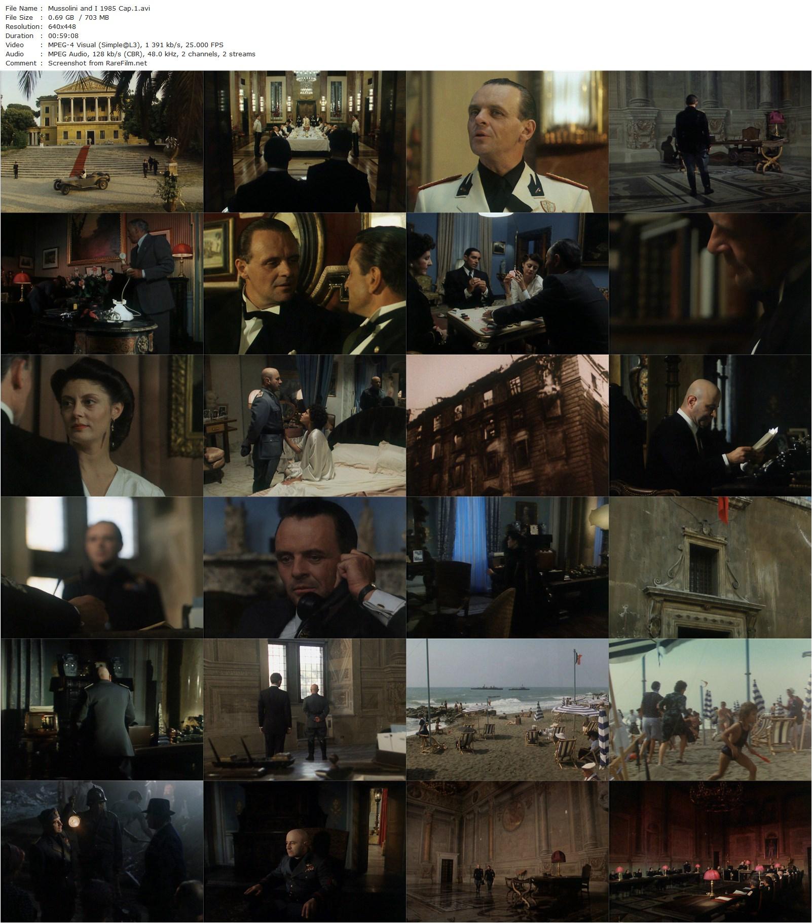 Mussolini and I (1985) Alberto Negrin, Susan Sarandon, Anthony Hopkins, Bob Hoskins-poster