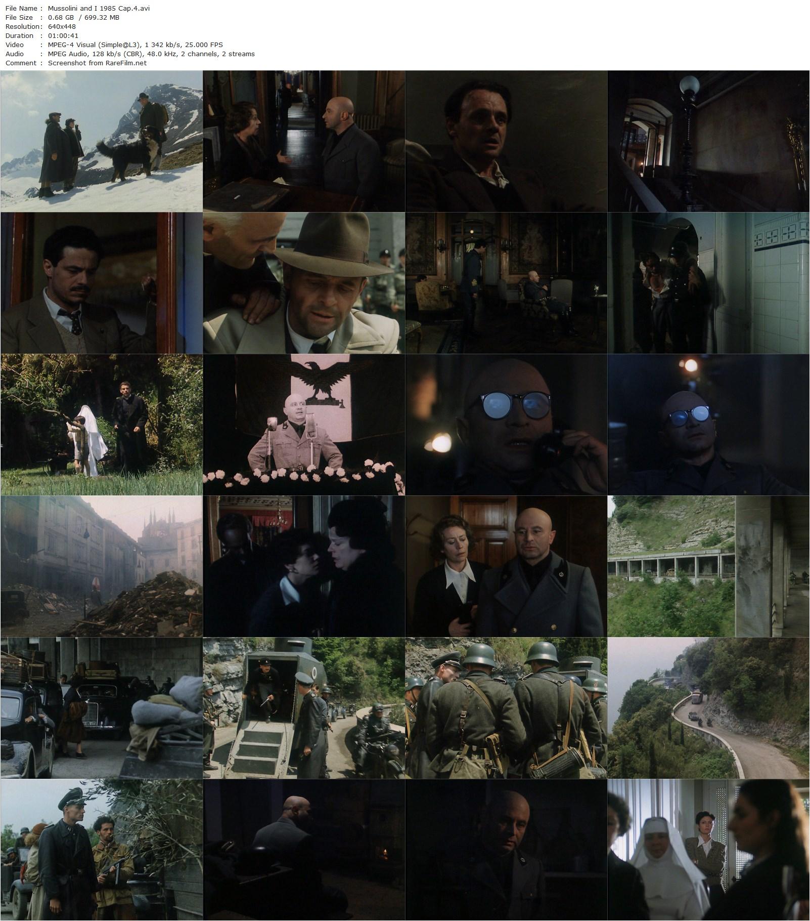 Mussolini and I (1985) Alberto Negrin, Susan Sarandon, Anthony Hopkins, Bob Hoskins-poster