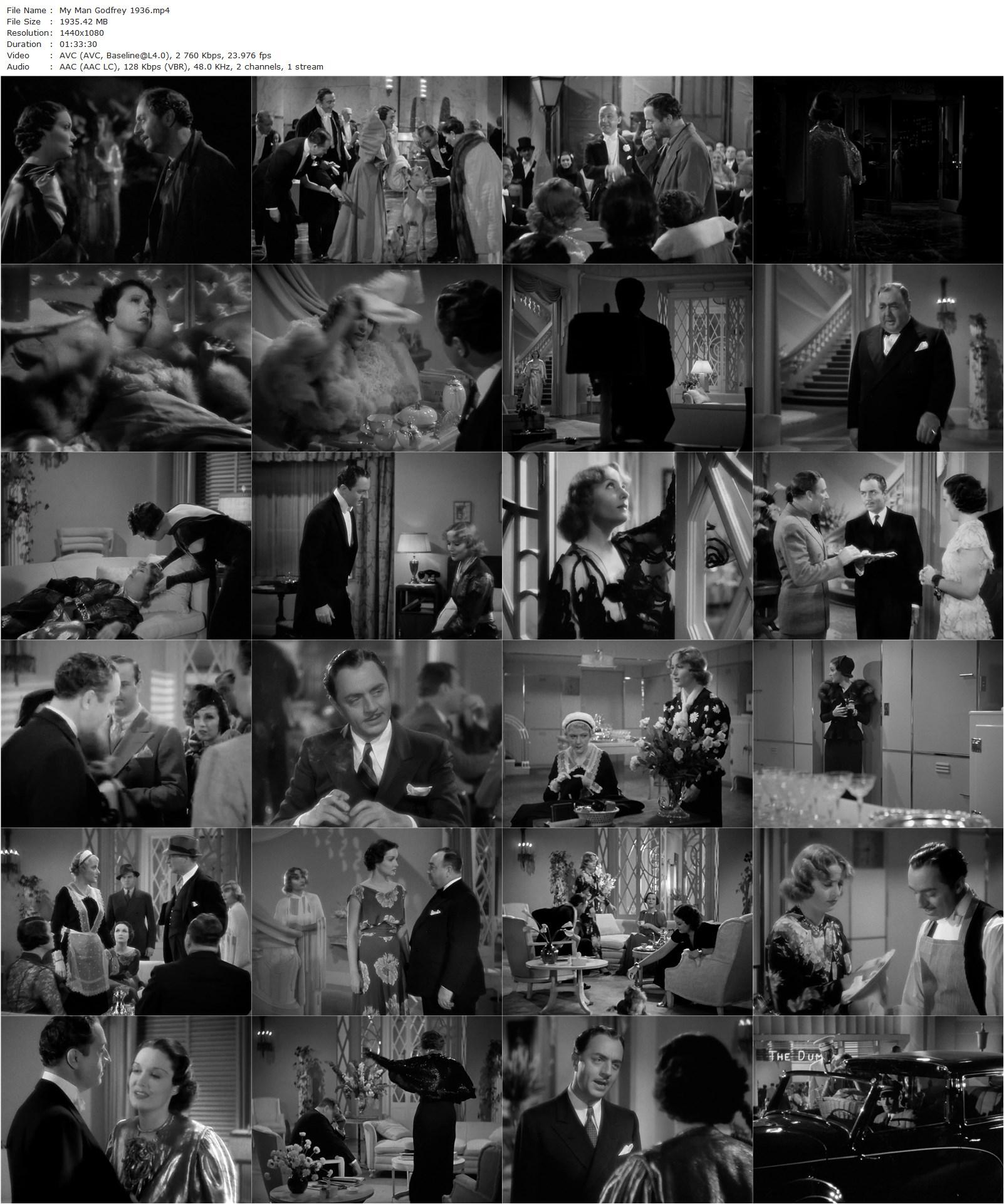 My Man Godfrey (1936) Gregory La Cava, William Powell, Carole Lombard, Alice Brady-poster