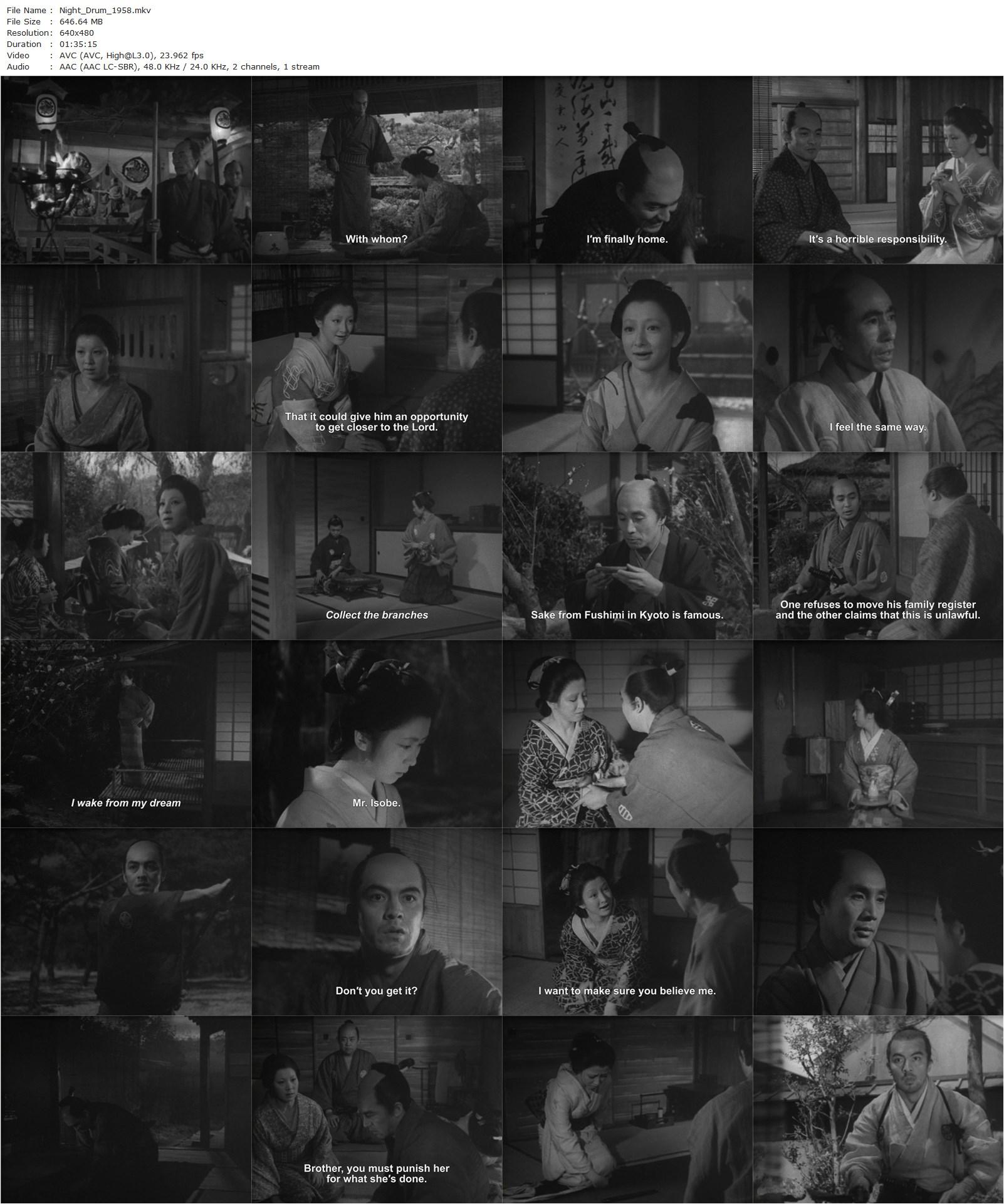 Night drum (1958) Tadashi Imai, Rentarô Mikuni, Ineko Arima, Masayuki Mori-poster