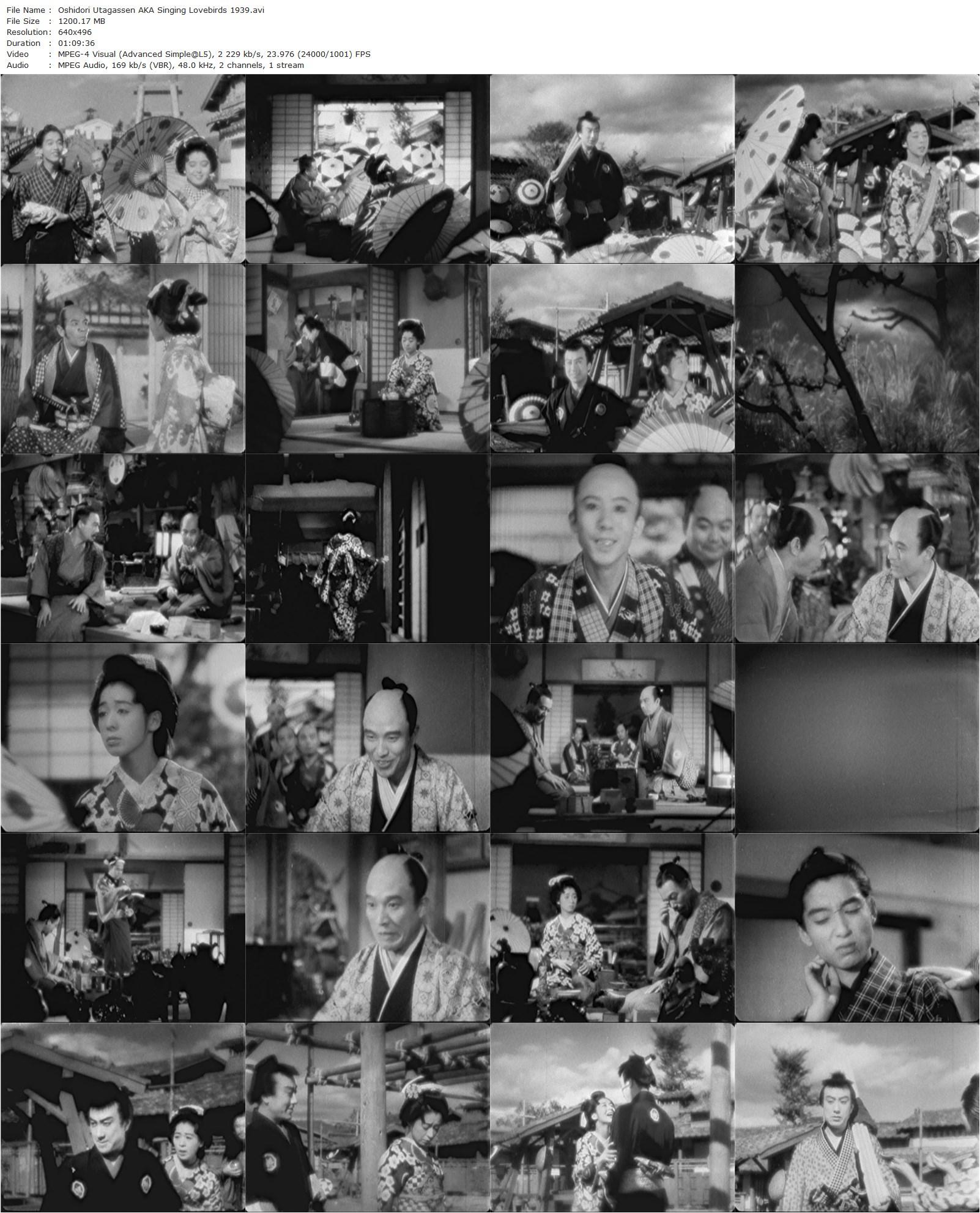 Singing Lovebirds AKA Oshidori utagassen (1939) Masahiro Makino, Chiezô Kataoka, Ryôsuke Kagawa, Takashi Shimura-poster