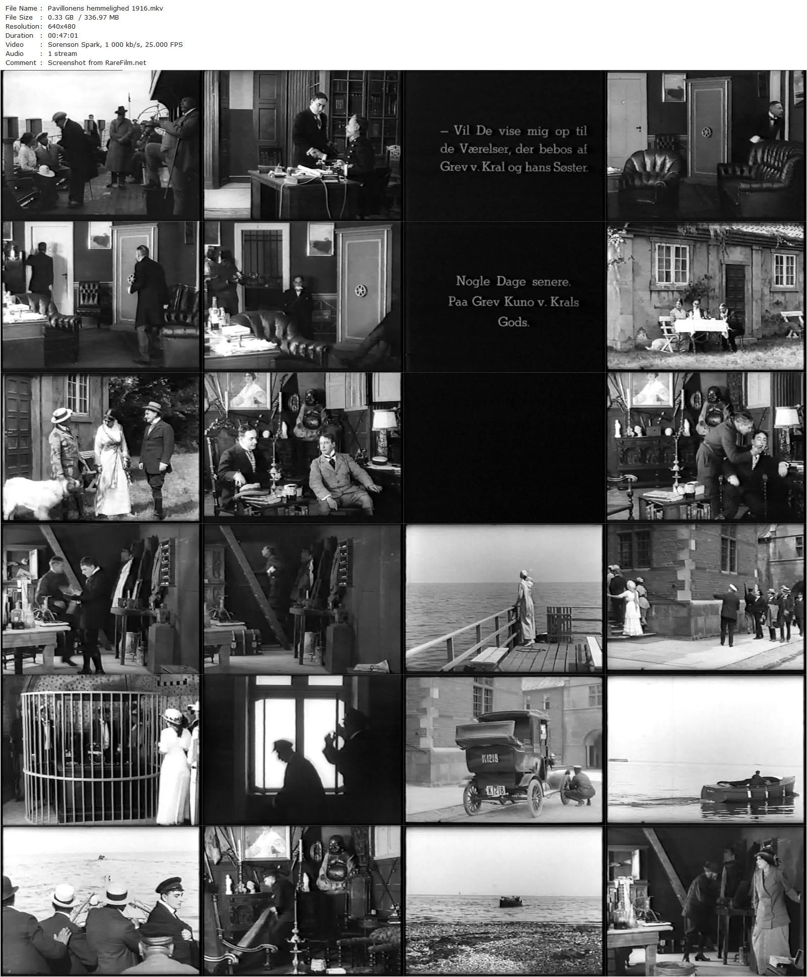 Secret of the Pavillions / Pavilionens hemmelighed (1916) Karl Mantzius, Vita Blichfeldt, Svend Aggerholm-poster