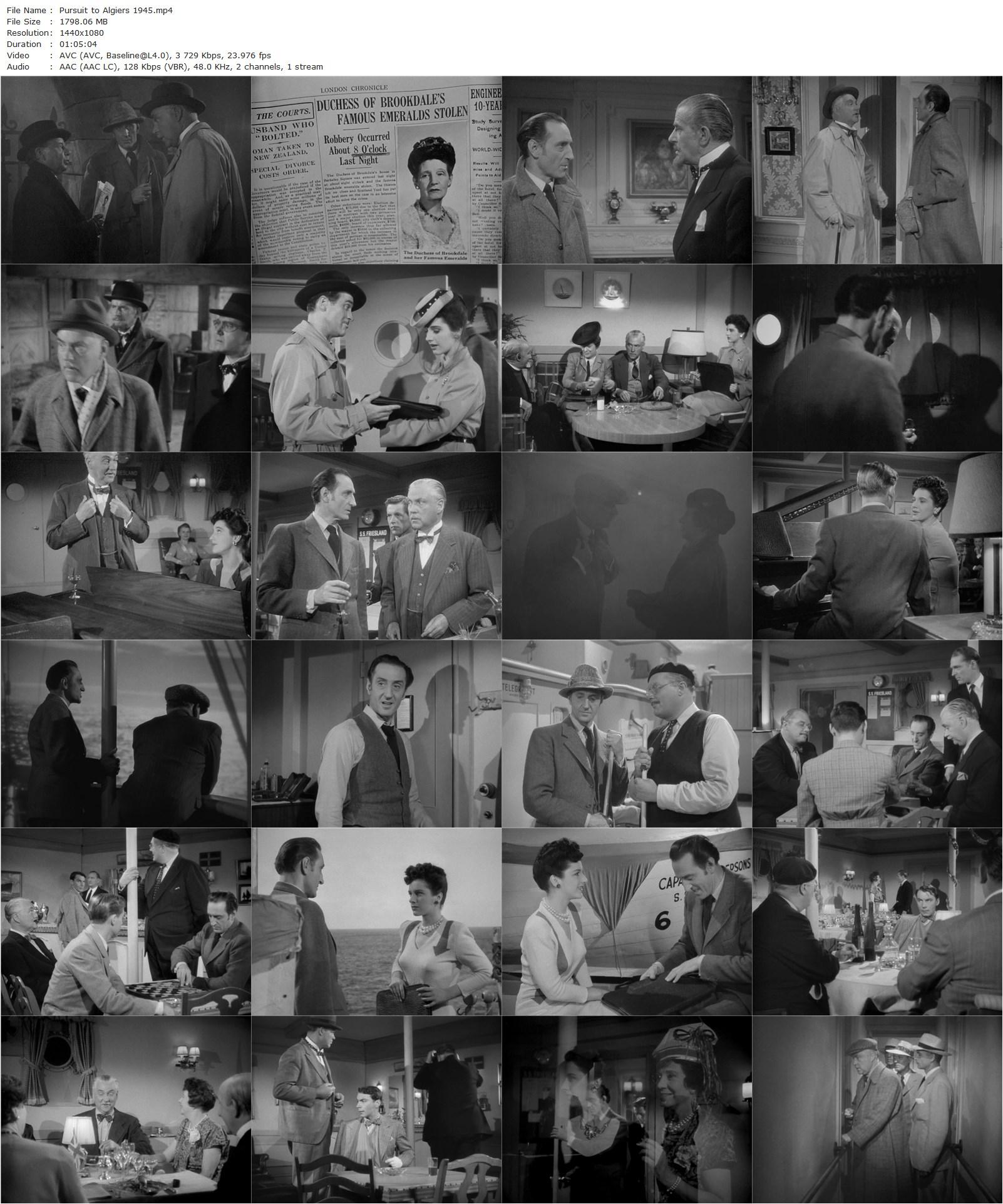 Pursuit to Algiers (1945) Roy William Neill, Basil Rathbone, Nigel Bruce, Marjorie Riordan-poster