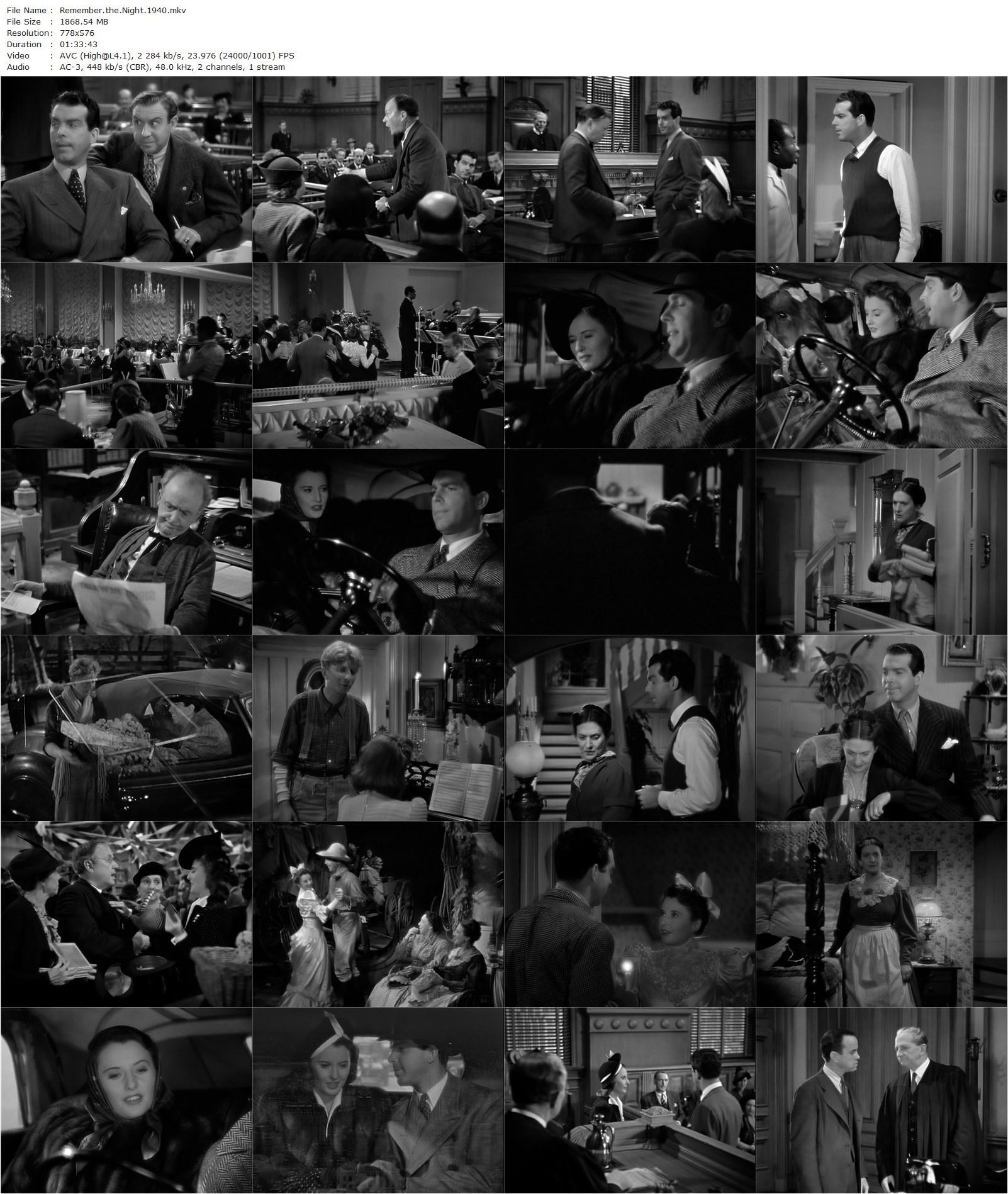 Remember the Night (1940) Mitchell Leisen, Barbara Stanwyck, Fred MacMurray, Beulah Bondi-poster