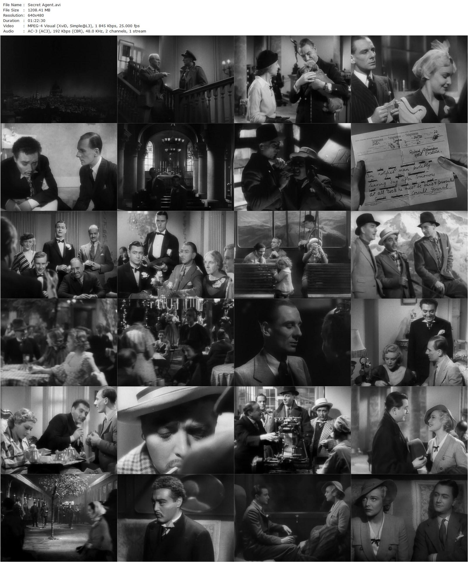 Secret Agent (1936) Alfred Hitchcock, John Gielgud, Madeleine Carroll, Robert Young-poster