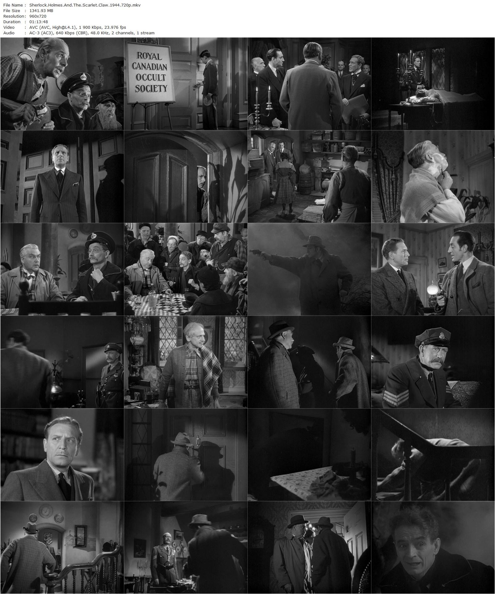 The Scarlet Claw (1944) Roy William Neill, Basil Rathbone, Nigel Bruce, Gerald Hamer-poster