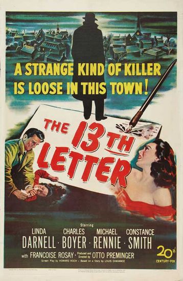 The 13th Letter (1951) Otto Preminger, Linda Darnell, Charles Boyer, Michael Rennie
