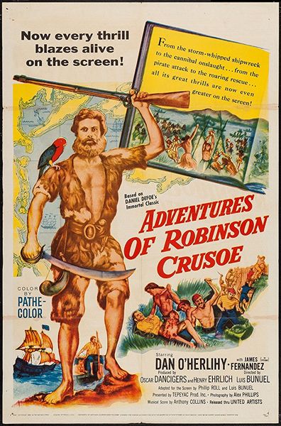 The Adventures of Robinson Crusoe (1954) Luis Buñuel, Dan O’Herlihy, Jaime Fernández, Felipe de Alba, Adventure, Drama