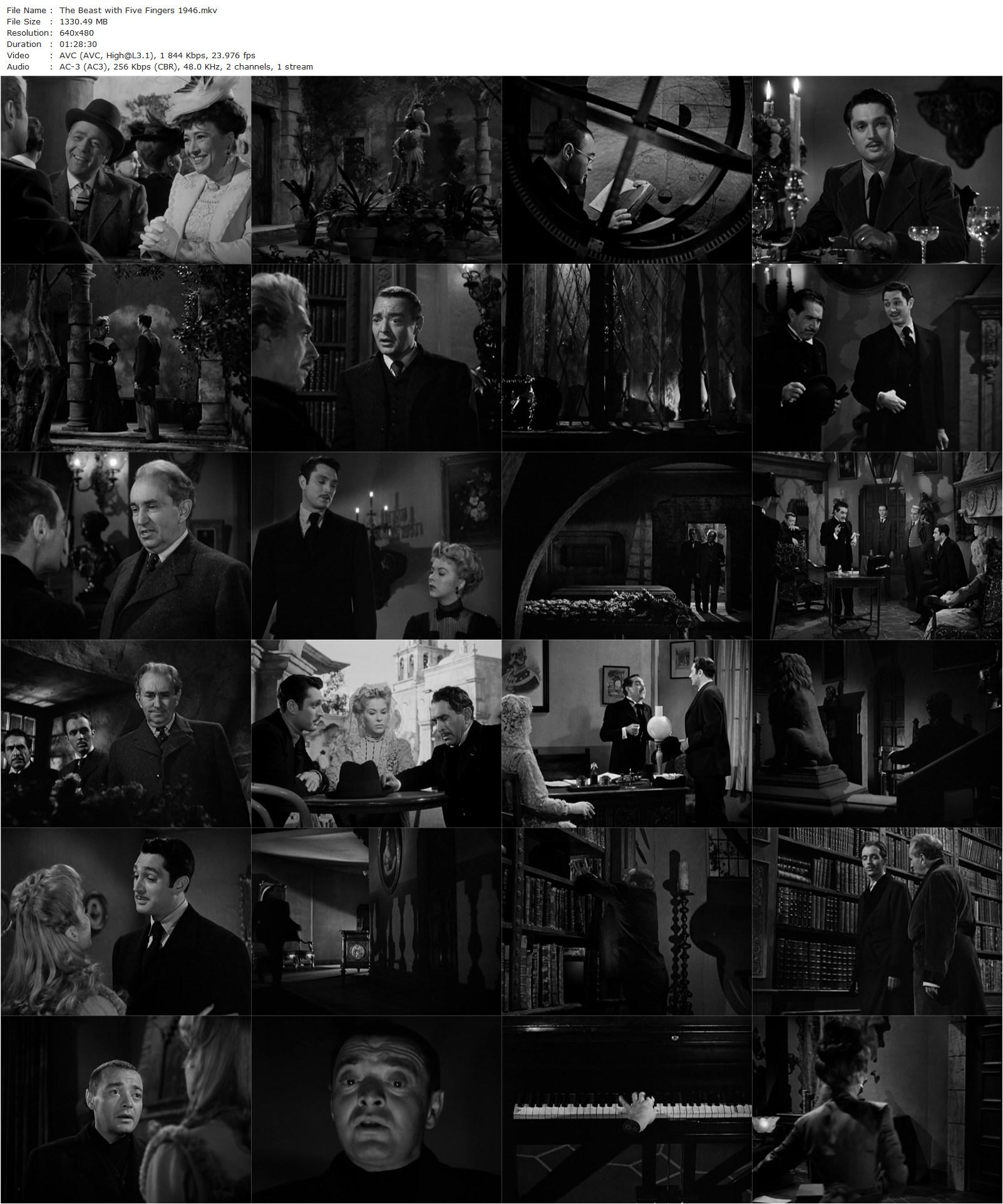 The Beast with Five Fingers (1946) Robert Florey, Robert Alda, Andrea King, Peter Lorre-poster