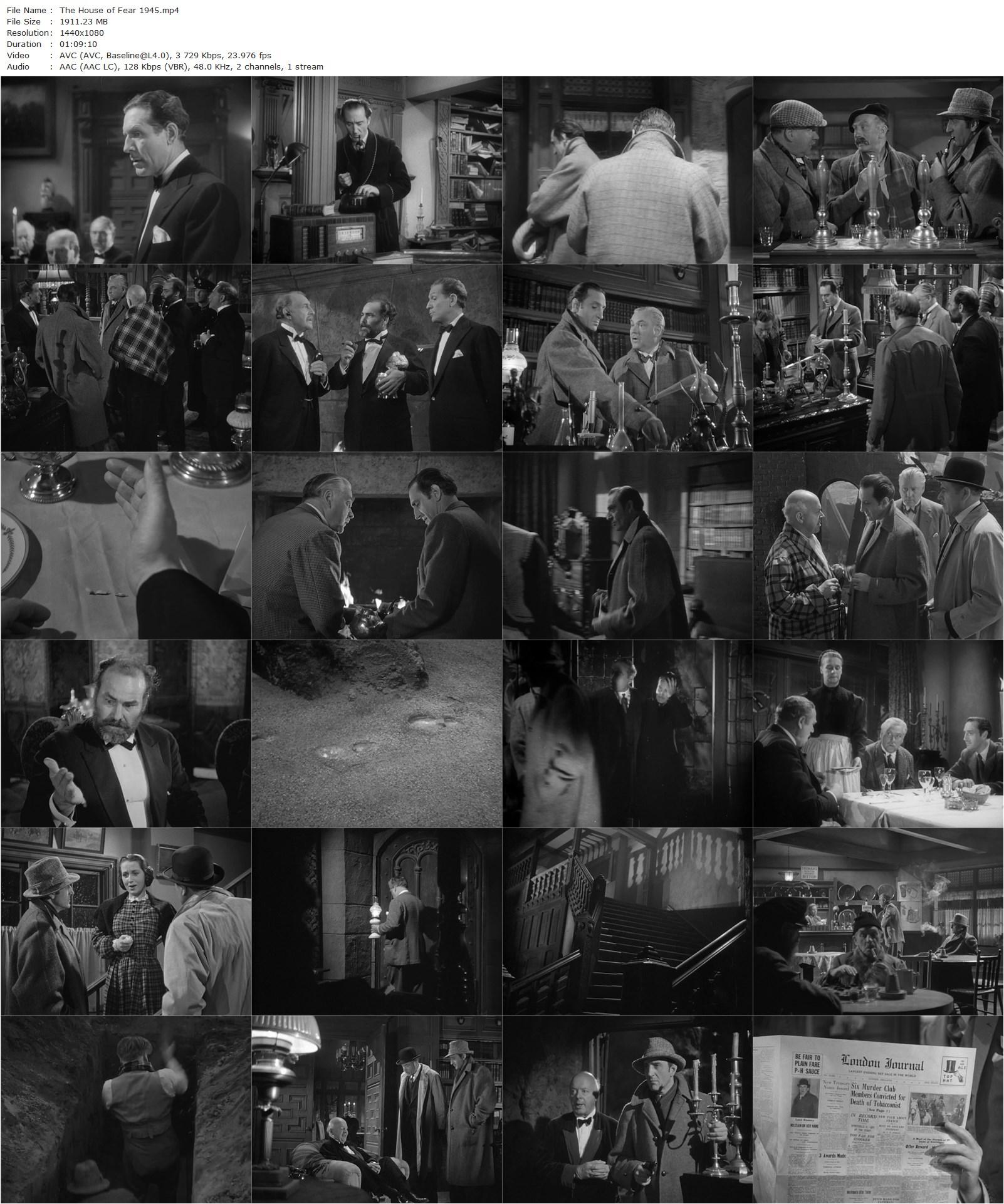 The House of Fear (1945) Roy William Neill, Basil Rathbone, Nigel Bruce, Aubrey Mather-poster