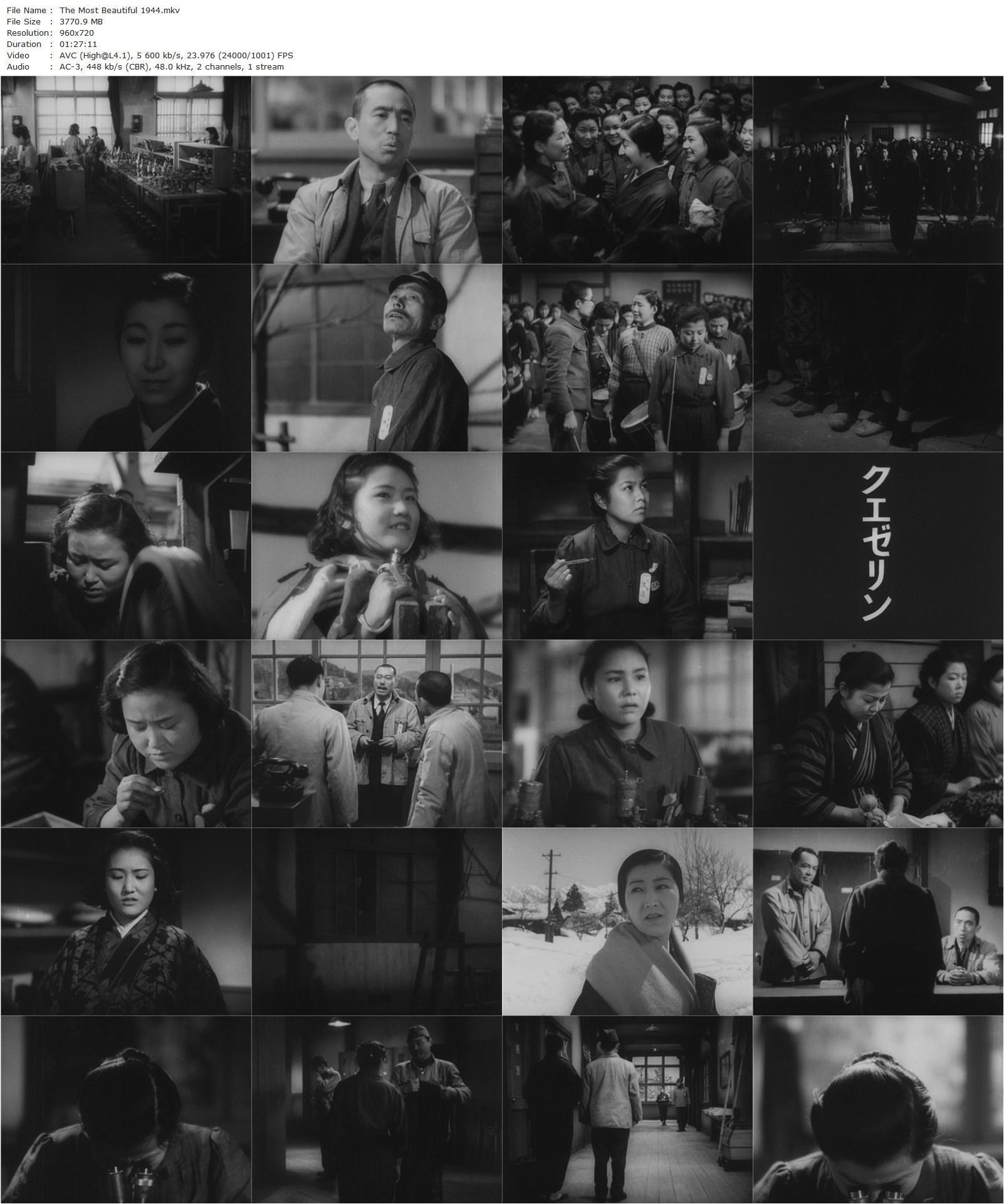 The Most Beautiful AKA Ichiban utsukushiku (1944) Akira Kurosawa, Takashi Shimura, Sôji Kiyokawa, Ichirô Sugai-poster