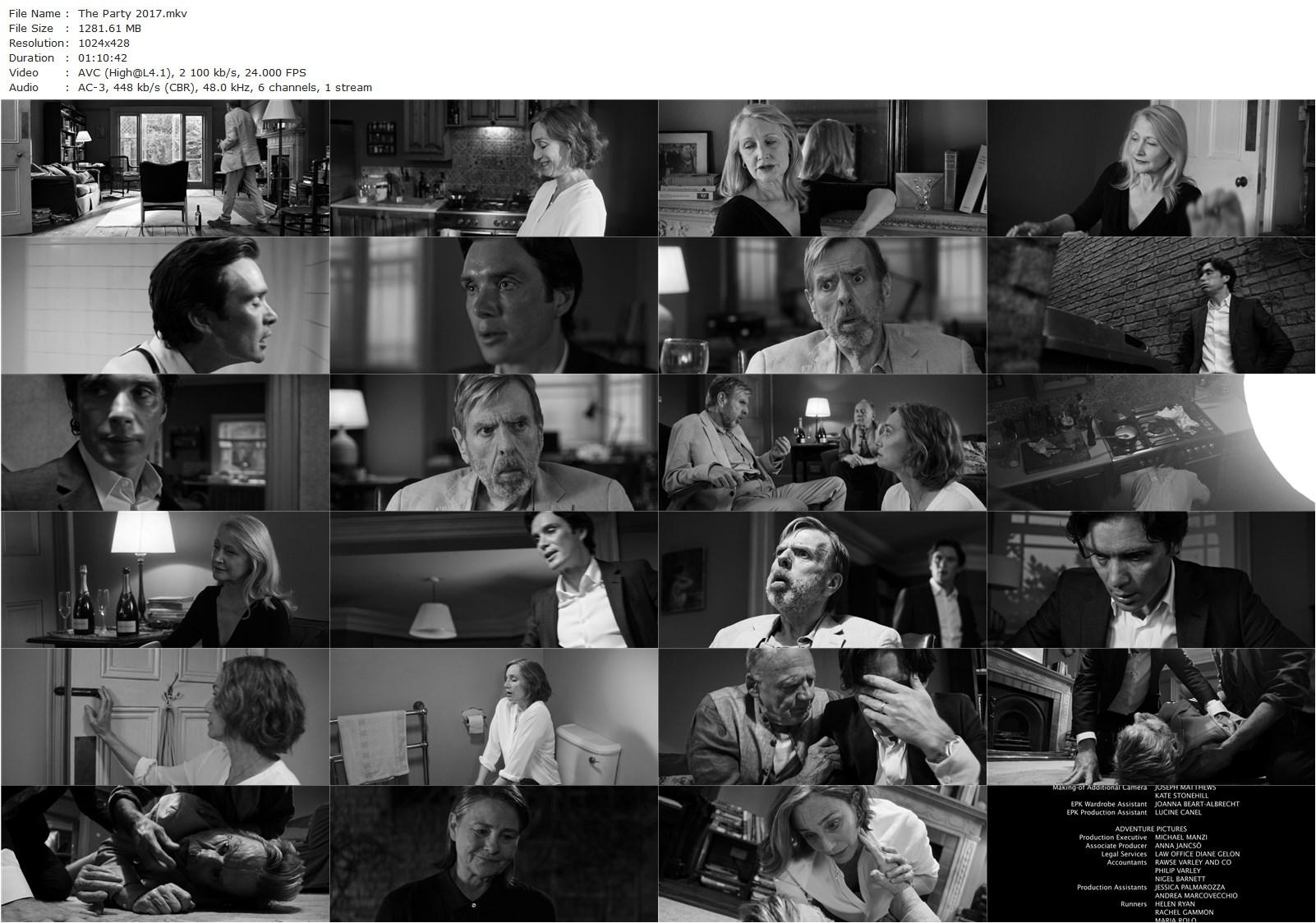 The Party (2017) Sally Potter, Timothy Spall, Kristin Scott Thomas, Patricia Clarkson-poster