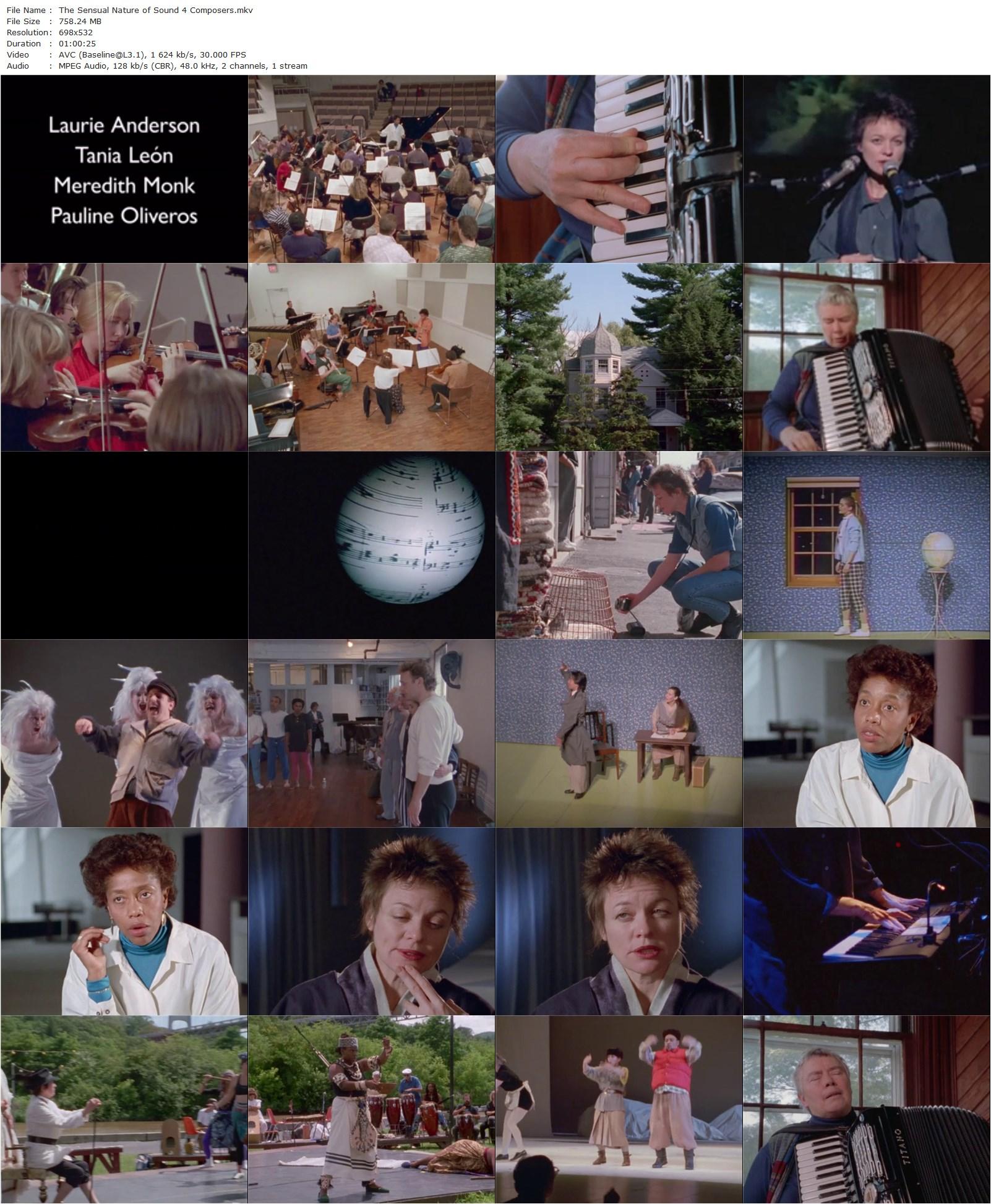 The Sensual Nature of Sound: 4 Composers Laurie Anderson, Tania Leon, Meredith Monk, Pauline Oliveros (1993) Michael Blackwood-poster