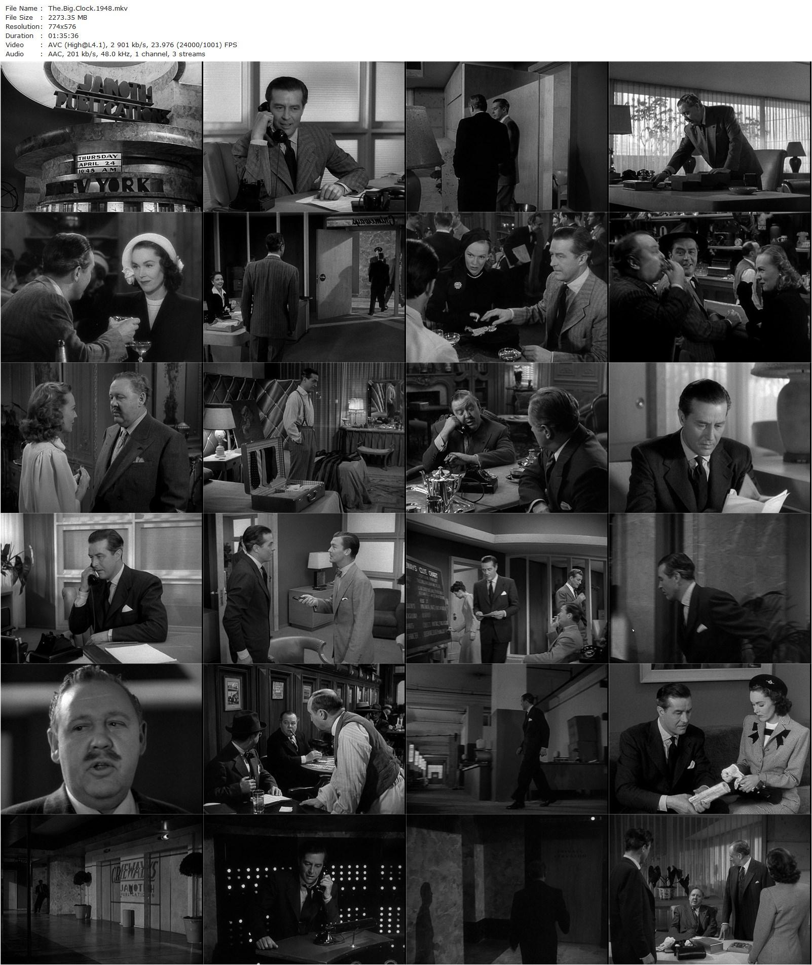 The Big Clock (1948) John Farrow, Ray Milland, Maureen O’Sullivan, Charles Laughton-poster