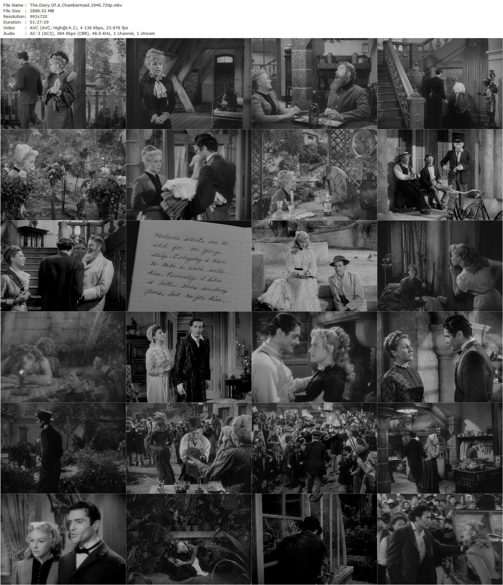 The Diary of a Chambermaid (1946) Jean Renoir, Paulette Goddard, Burgess Meredith, Hurd Hatfield-poster