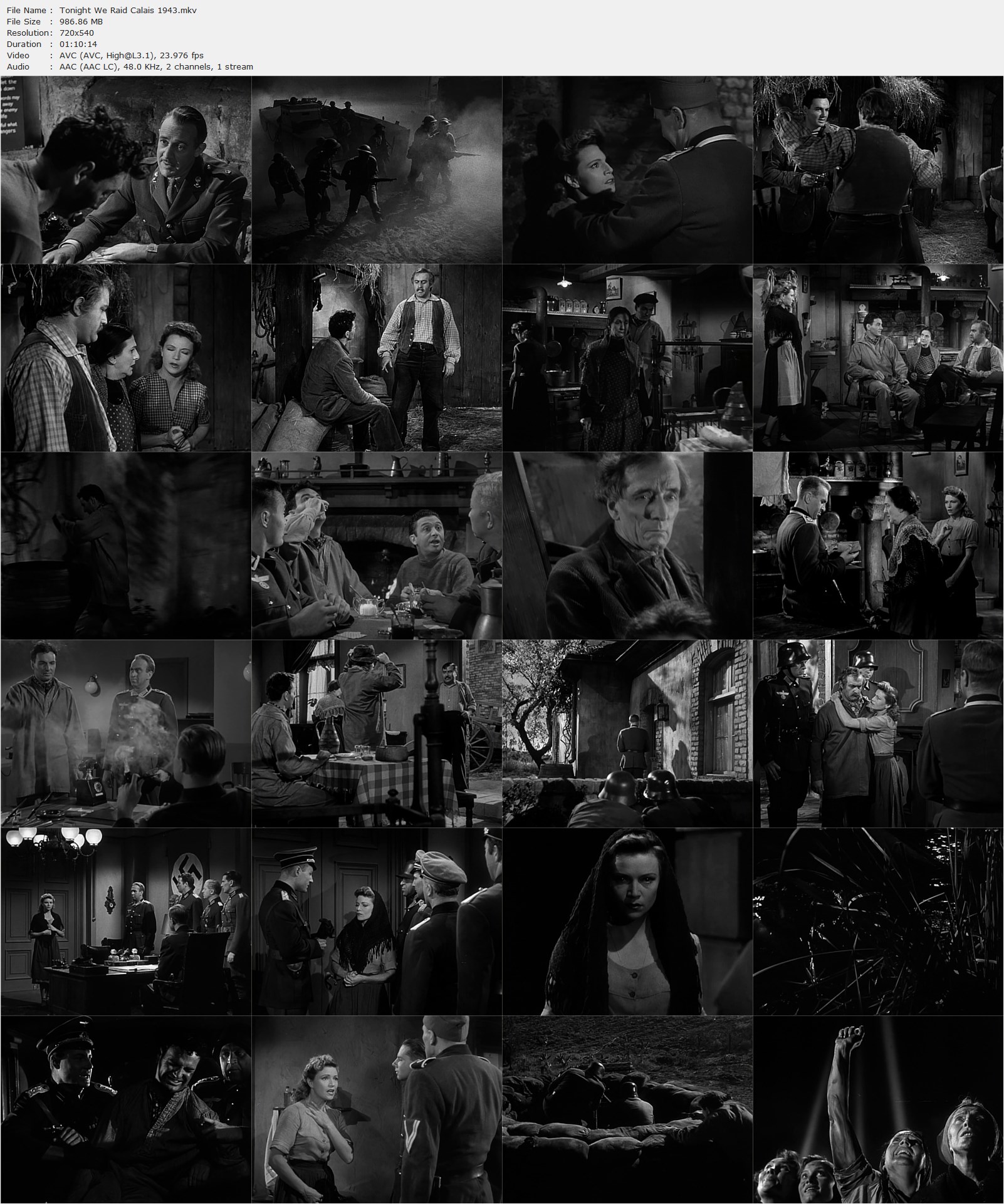 Tonight We Raid Calais (1943) John Brahm, Annabella, John Sutton, Lee J. Cobb-poster