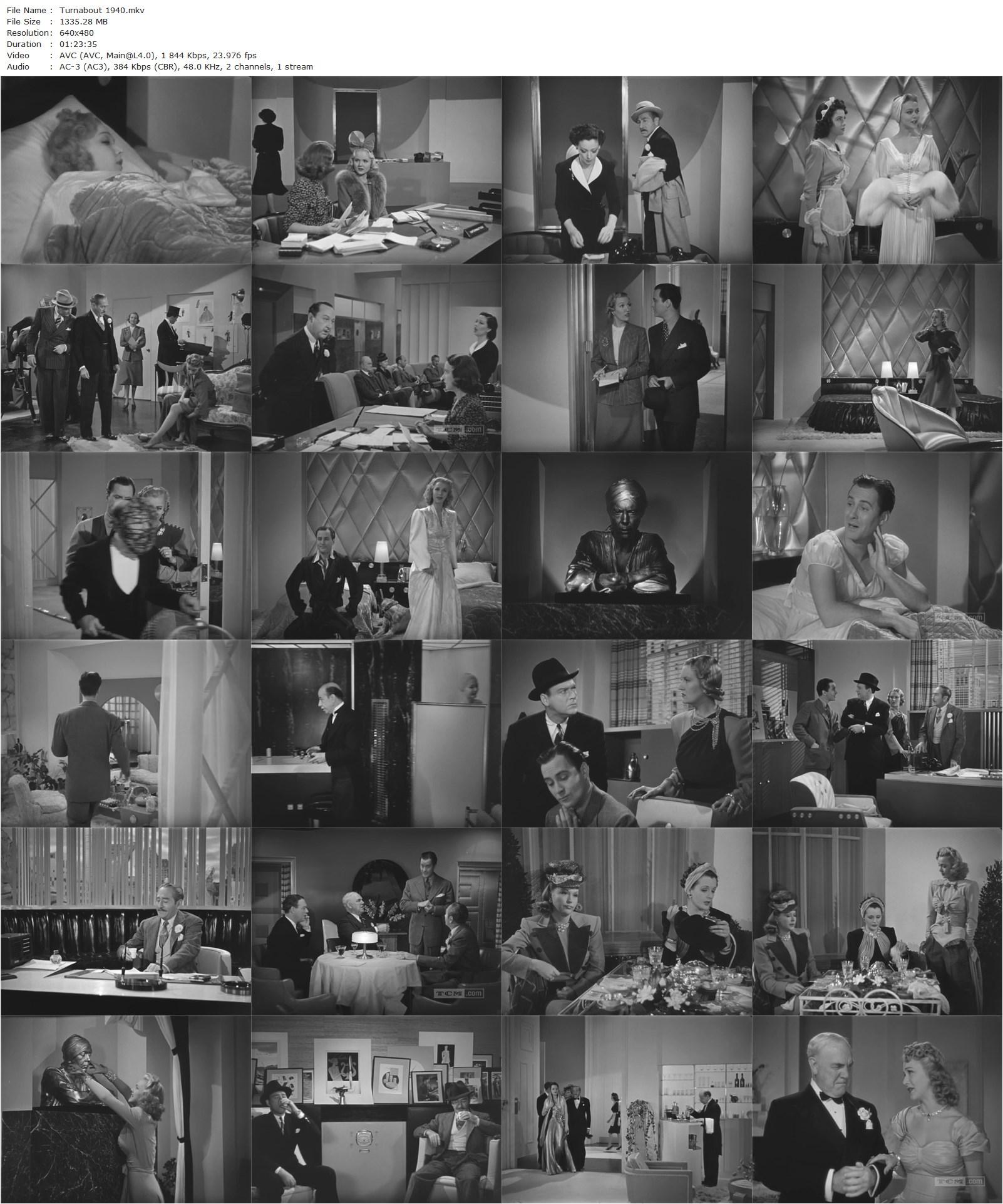 Turnabout (1940) Hal Roach, Adolphe Menjou, Carole Landis, John Hubbard-poster