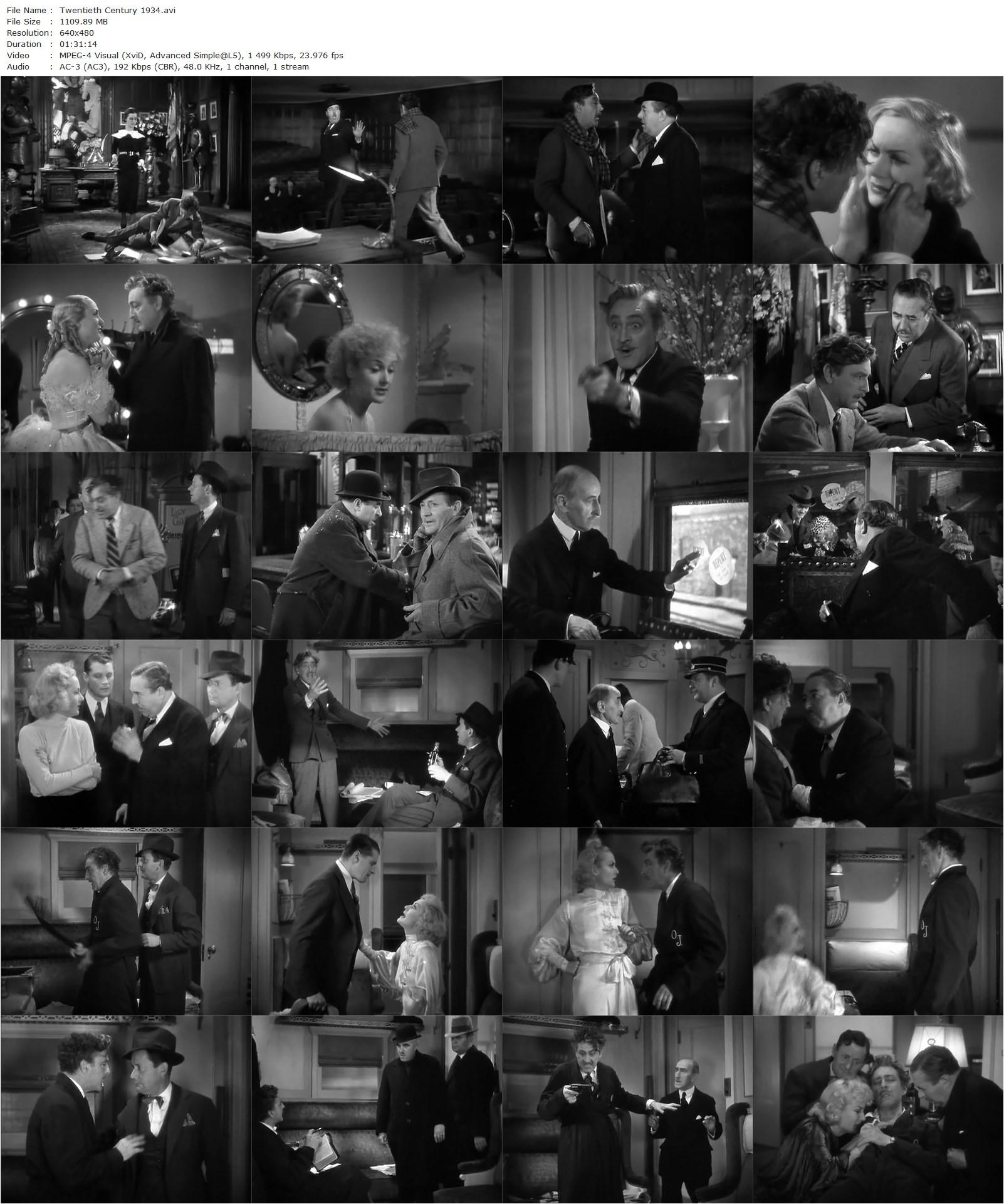 Twentieth Century (1934) Howard Hawks, John Barrymore, Carole Lombard, Walter Connolly-poster