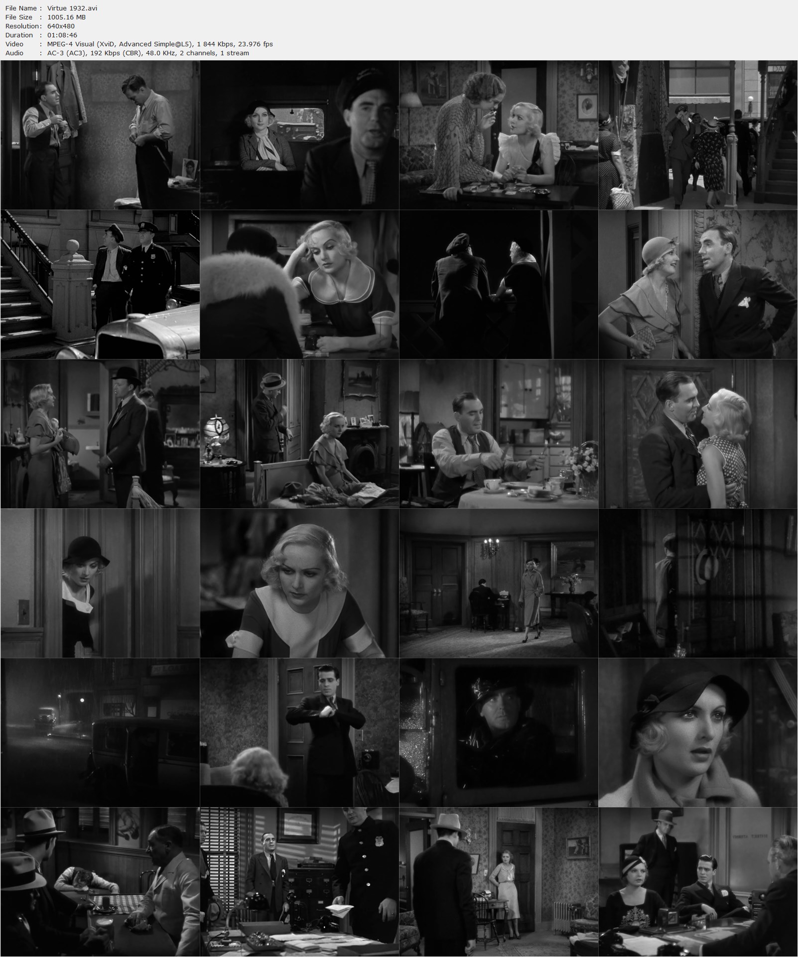 Virtue (1932) Edward Buzzell, Carole Lombard, Pat O’Brien, Ward Bond, Drama-poster