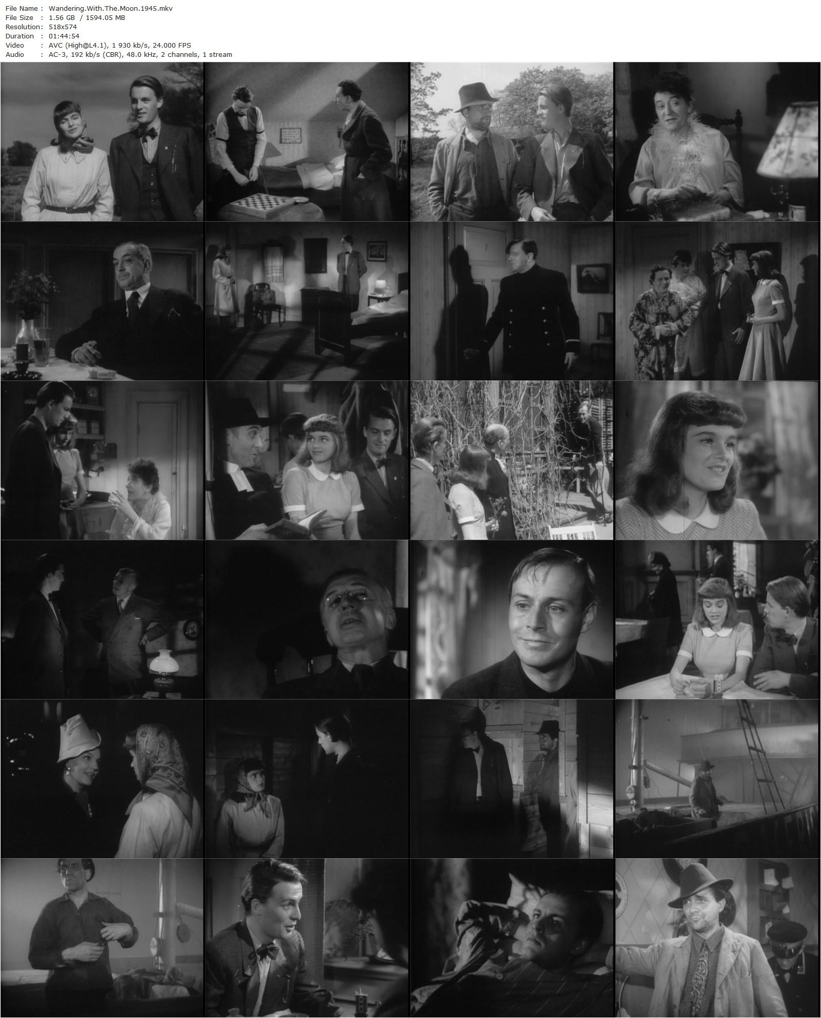 Wandering with the Moon AKA Vandring med månen (1945) Hasse Ekman, Eva Henning, Alf Kjellin, Stig Järrel-poster