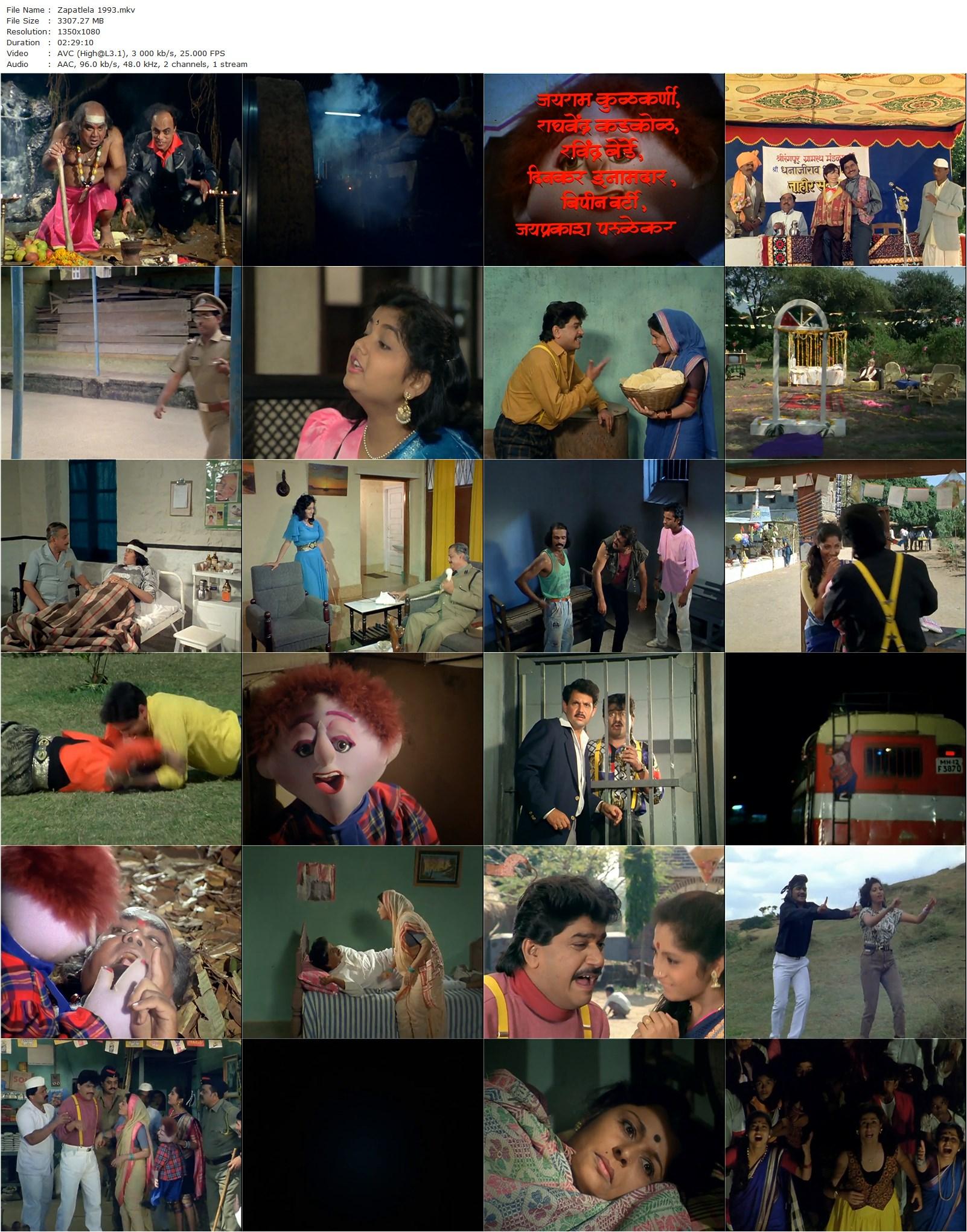 Zapatlela (1993) Mahesh Kothare, Laxmikant Berde, Kishori Ambiye-poster