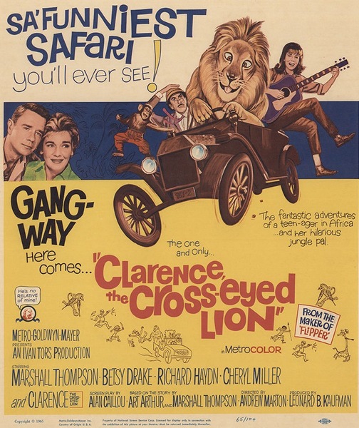 Clarence the Cross Eyed Lion (1965) Andrew Marton, Marshall Thompson, Betsy Drake, Richard Haydn