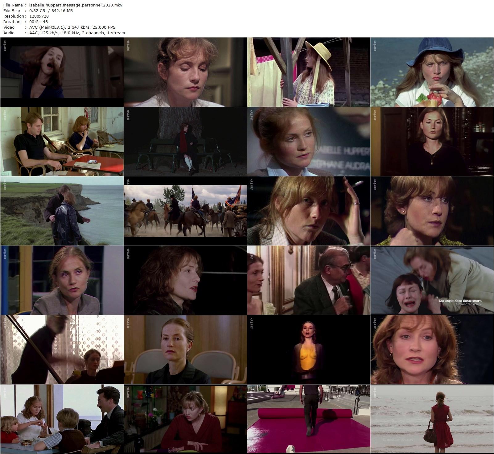 Isabelle Huppert: Message personnel (2020) William Karel, Isabelle Huppert, Stéphane Audran, Sandrine Bonnaire-poster